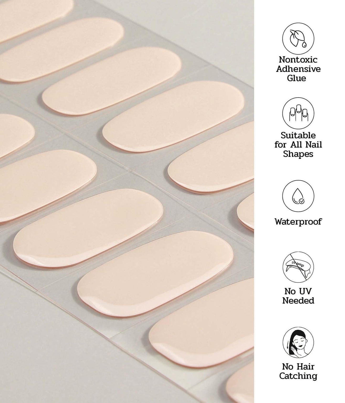 ruyeefam Nail Polish Strips (No UV Lamp Needed) - 22 Pcs Salon Quality Gel Nail Stickers - Long Lasting Wraps (Loft Light Nude)