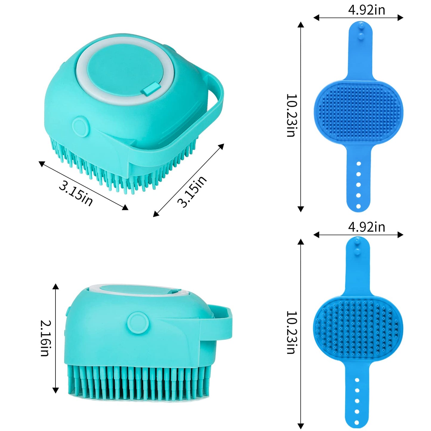 Comotech 6PCS Dog Bath Brush & Dog Toothbrush | Adjustable Handle Shampoo Brush & Scrubber for Short & Long Haired Dogs & Cats | Effectively Solve Odor & Stain Removal Problems (Blue Blue Blue.)