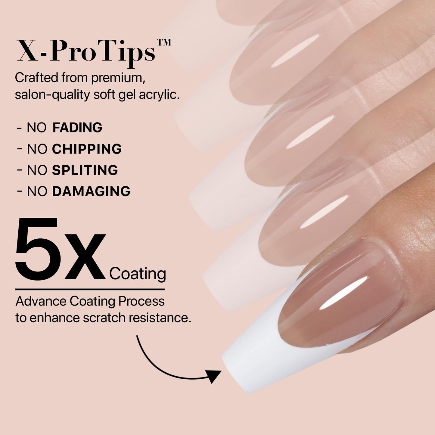 SXC Cosmetics French Tip Press On Nails – Brown Series, Extra Short Square Fake Nails X-Pro Tips Starter Kit | 150PCS, 15 Sizes, 5 Styles