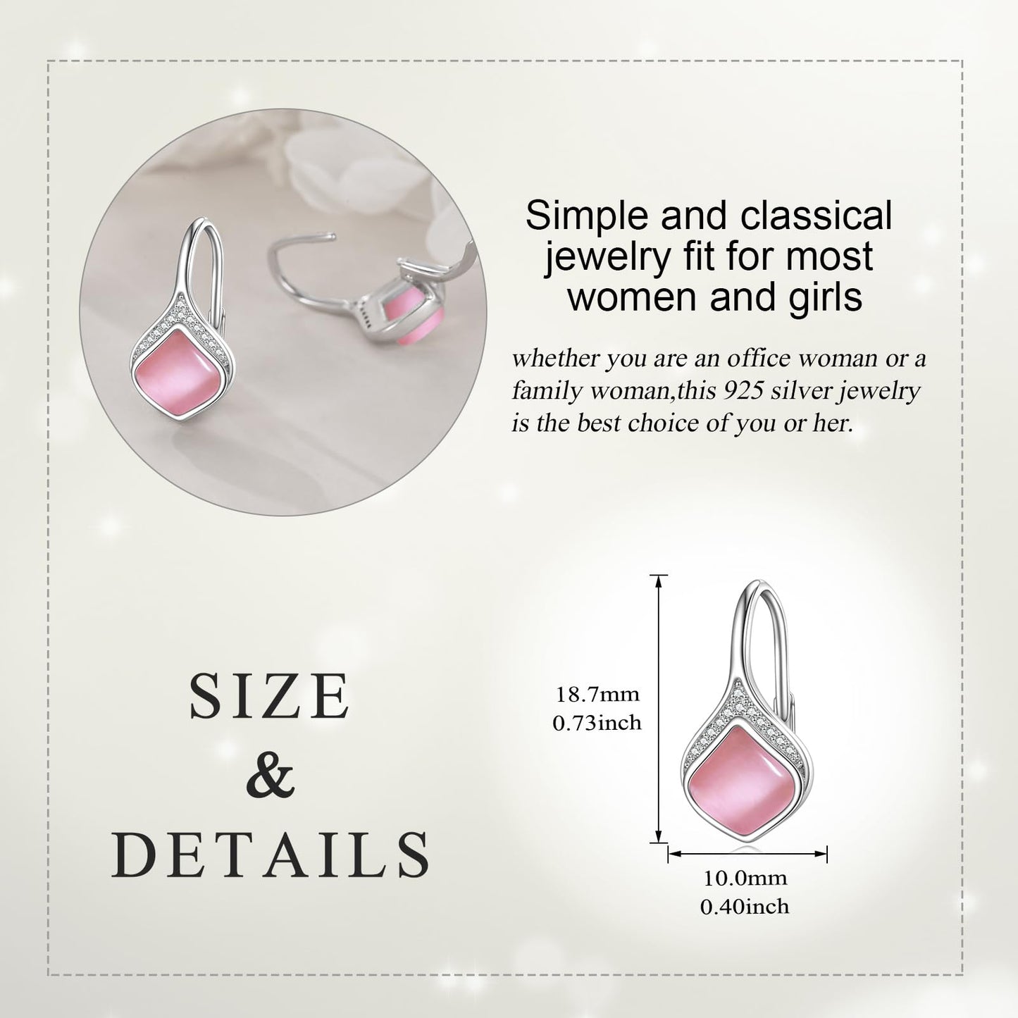 Pink Drop Earrings Sterling Silver Pink Opal Teardrop Leverback Earrings Jewelry Christmas Gifts For Women
