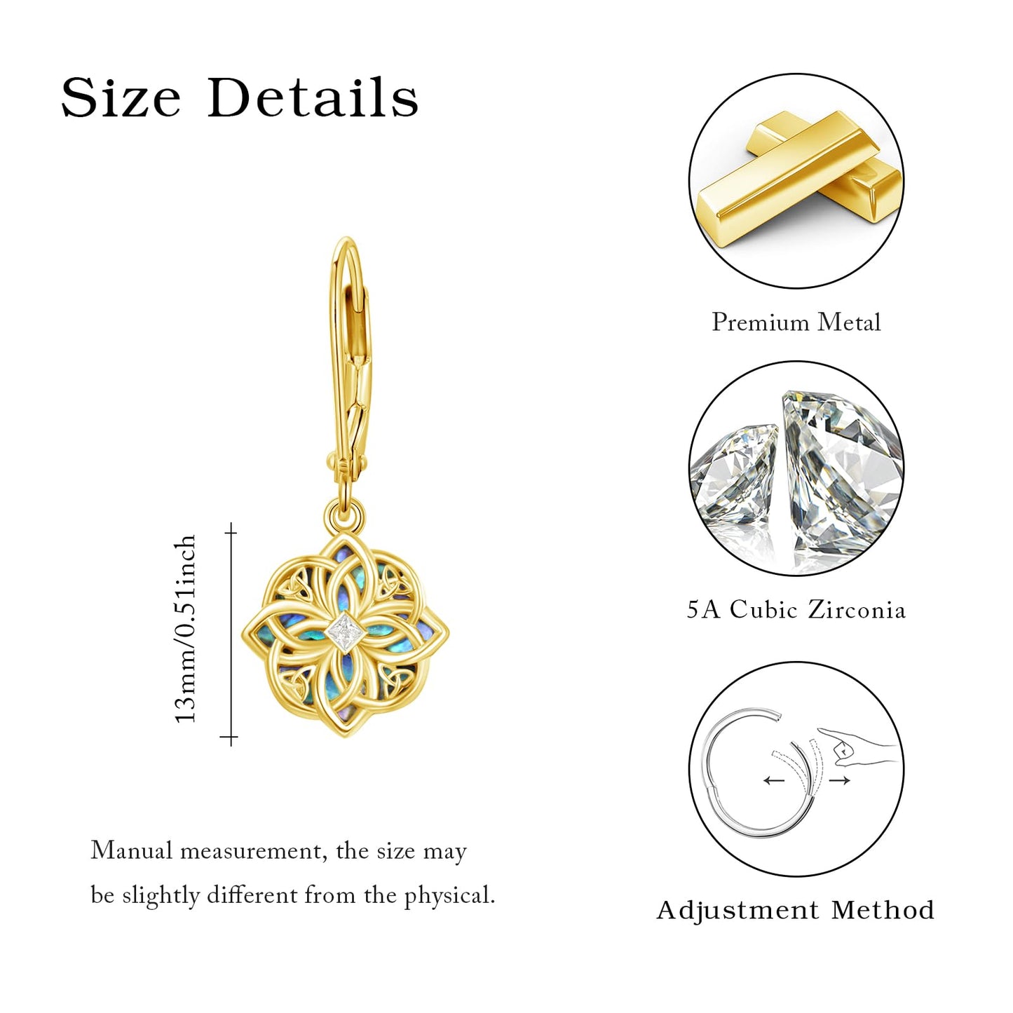 PARYFO Gold Celtic Knot for Women Witches Knot Dangle Earrings with Abalone Good Luck Irish Celtic Knot Vintage Dangles for Women