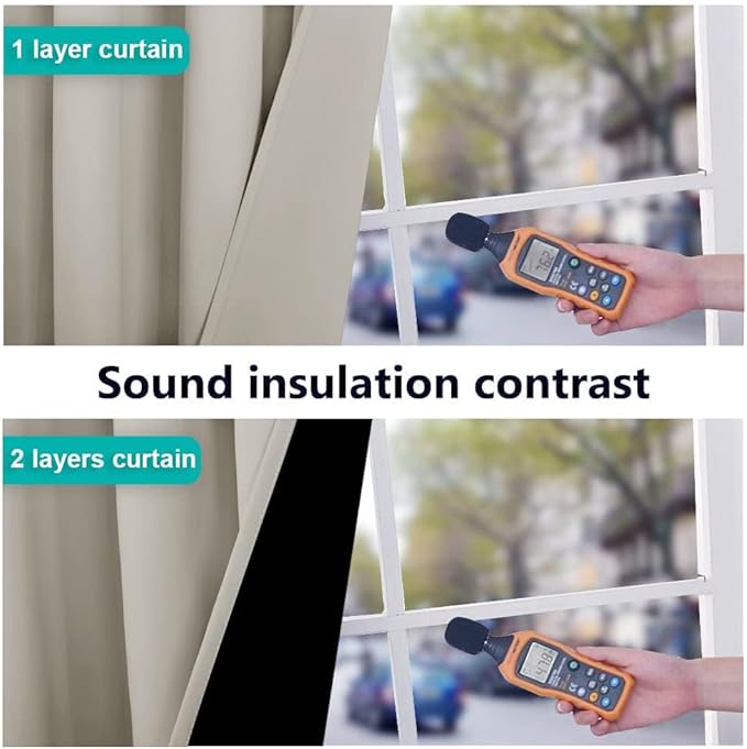 NICETOWN Natural Blackout Curtains 70 inches Long, 2 Pieces, 37" Wide Each Panel, Full Light Blocking Drapes with Black Liner for Nursery, Noise Reducing Thermal Insulated Draperies for Doorway