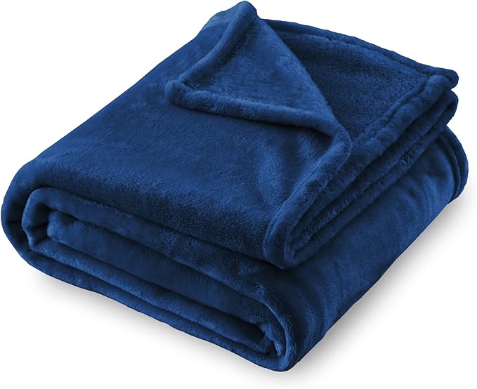 SOCHOW Flannel Fleece Blanket King Size, All Season Lightweight Super Soft Cozy Blanket for Bed or Couch, Navy Blue 90inch X108''
