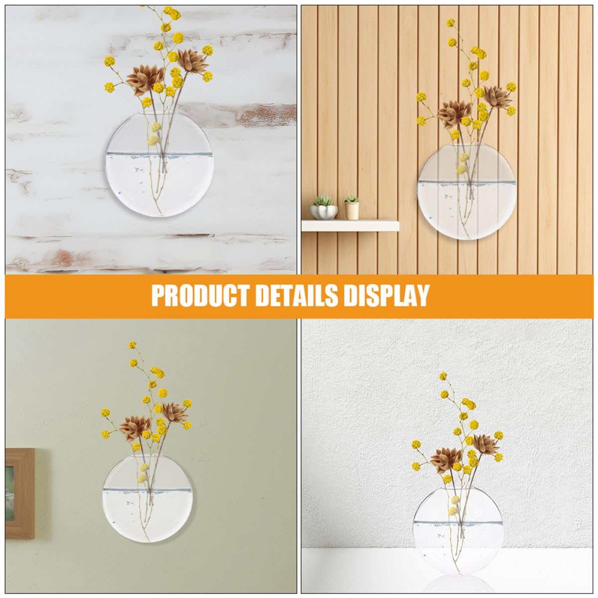 VICASKY 2pcs Glass Hydroponic Vases Wall Hanging Terrarium Holders for Indoor Plants Home Office Décor