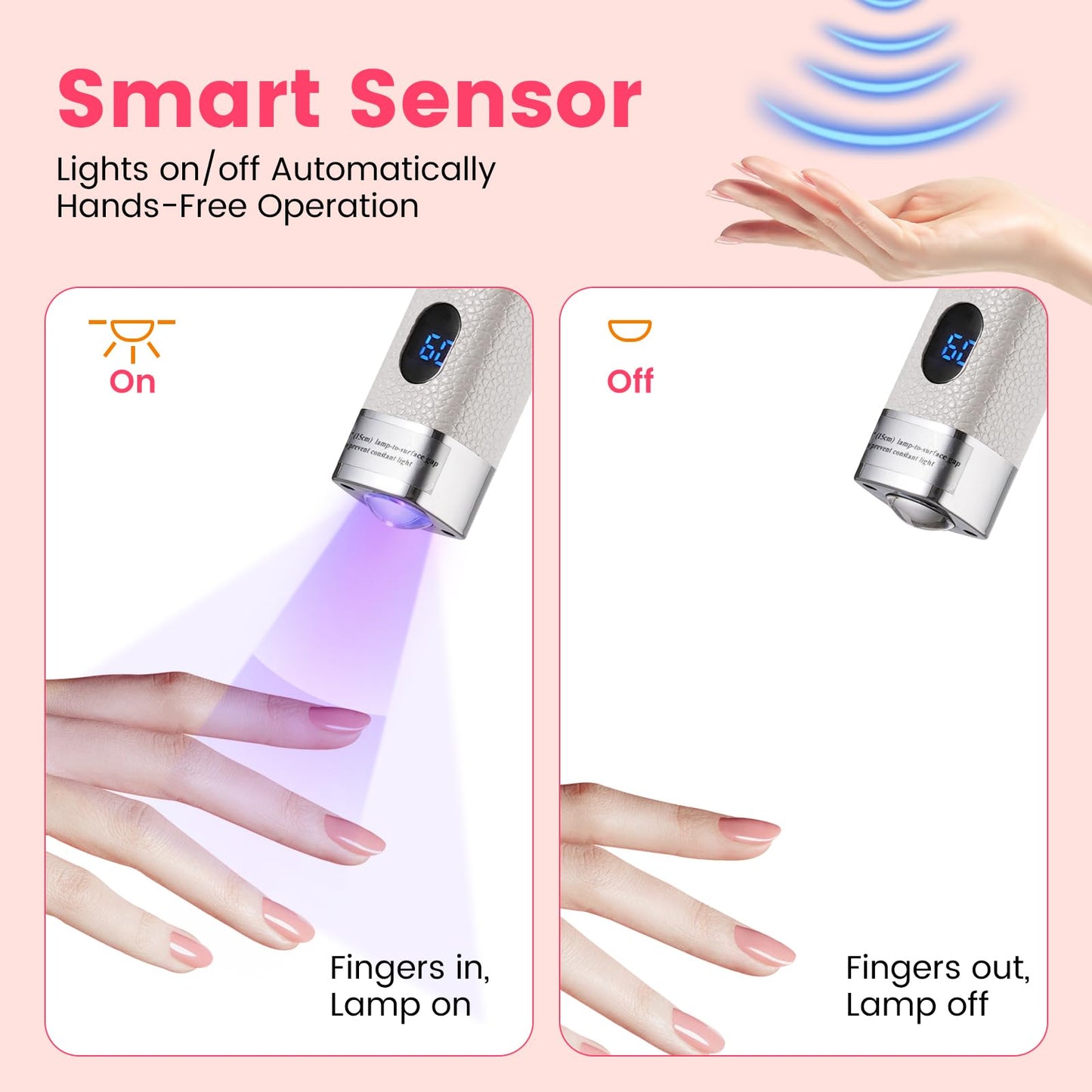 Quaferen Mini Handheld UV Light for Gel Nails with Stand, Rechargeable Flash Cure Nail Lamp with Auto Sensor, Cat Eye Magnet for Fast Drying at Home Salon (White)
