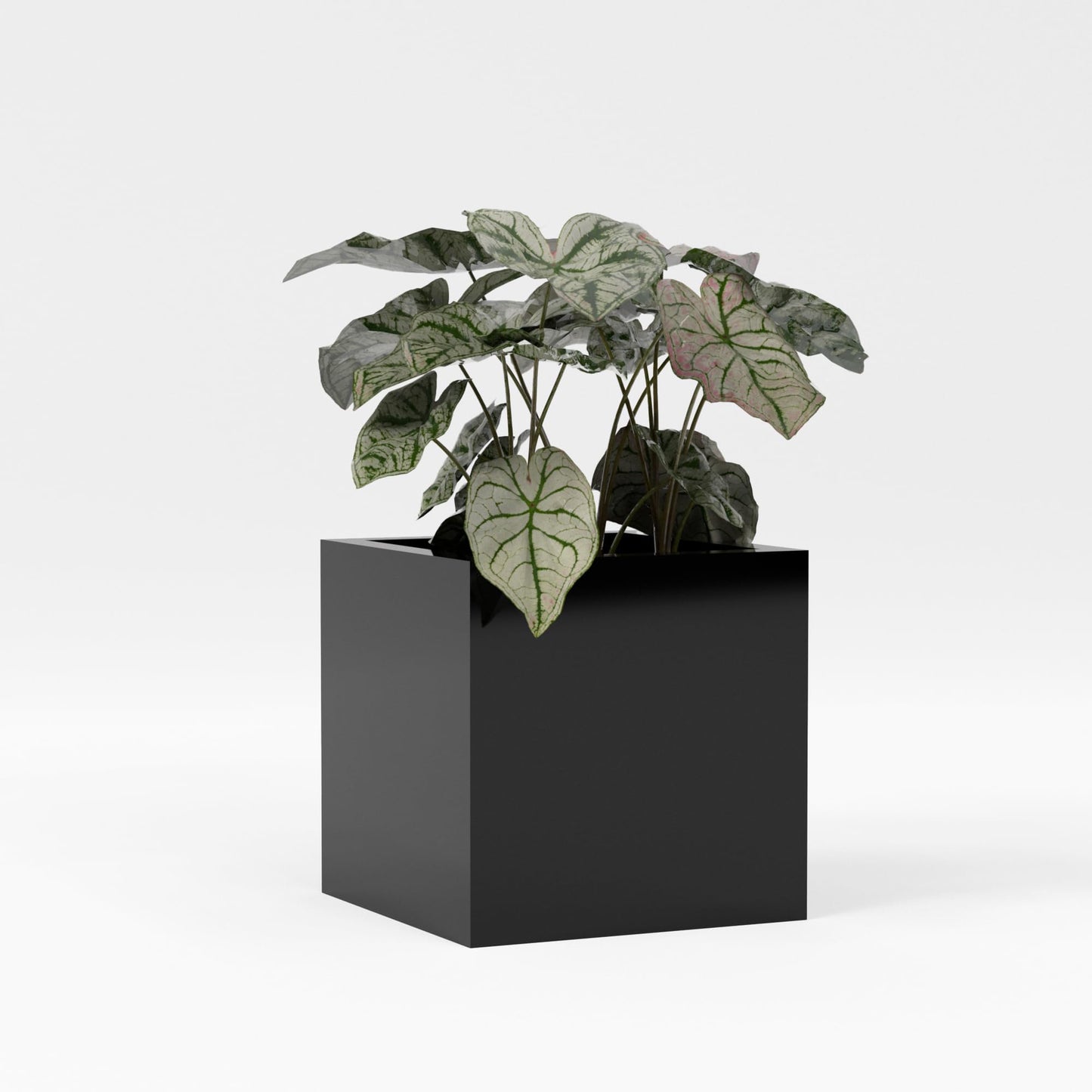 Greenline Jack Square Cube Planter - Indoor/Outdoor Large Fiberglass Lightweight Planter - 28" x 28" x 28" (Gloss White)
