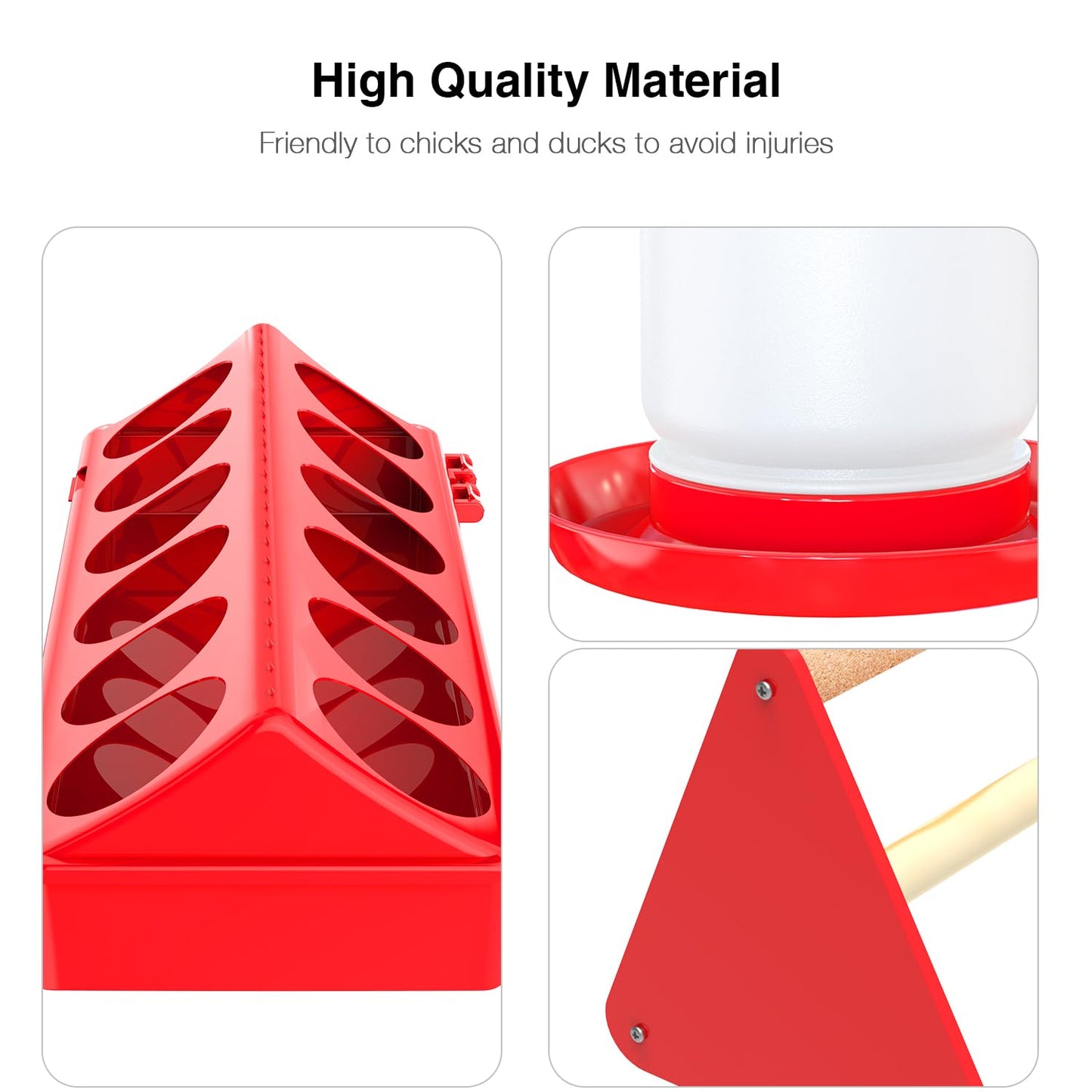 Kculehtlla Chick Feeder and Waterer Kit - Baby Chicken Supplies with Chicks Perch, Plastic Feeder Trough and 1.2L Waterer, Chicken Starter Kit for Coop and Brooder for Small Poultry Ducks Quail