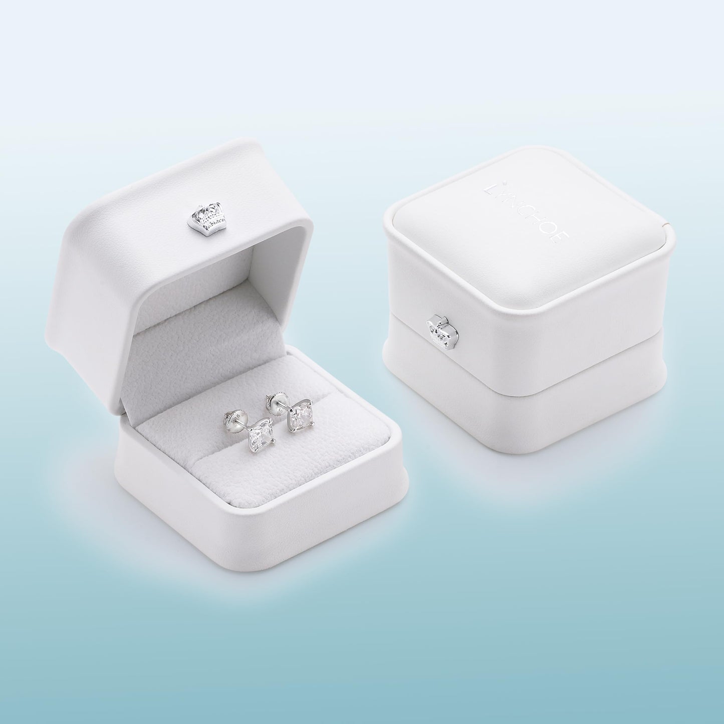 Lab-Grown Diamond Stud Earrings in Hypoallergenic 925 Sterling Silver, Screw Back, 1/5 to 2 1/2 Cttw, Round Princess Cushion Cut, 4 Prong, G-H Color, SI Clarity (Silver, 2.0 cttw (1.0ct each), White Cushion Diamond)