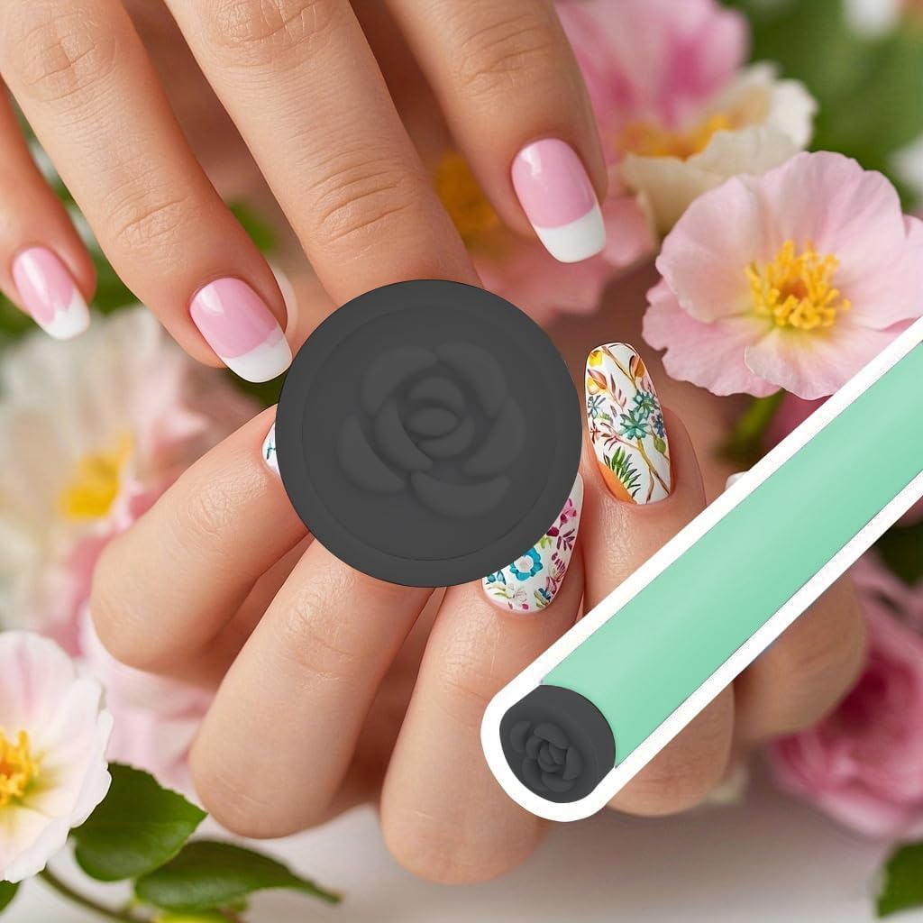 56Pcs Nail Art Stamping Pen Set Reusable DIY Nail Art Tool with Various Floral, Geometric and Animal Patterns - A Gift for Ladies- green black