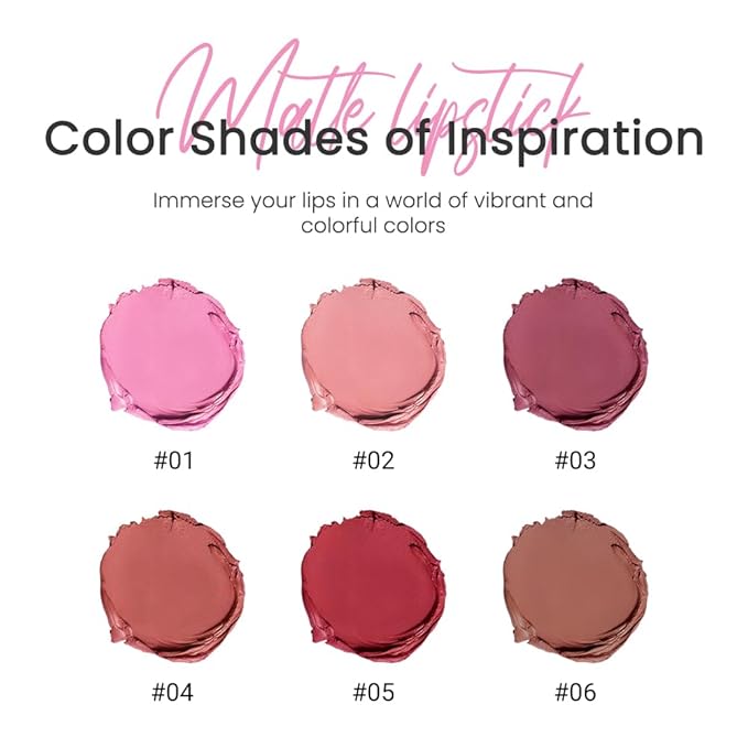 Pink Nude Lip Stick,Matte Cream Lipstick Set for Women,Long Lasting Waterproof Smudge Proof Velvet lipsticks Crayon,Lip Makeup Kit Travel Size,Vegan & Cruelty-free (Pack of 1)