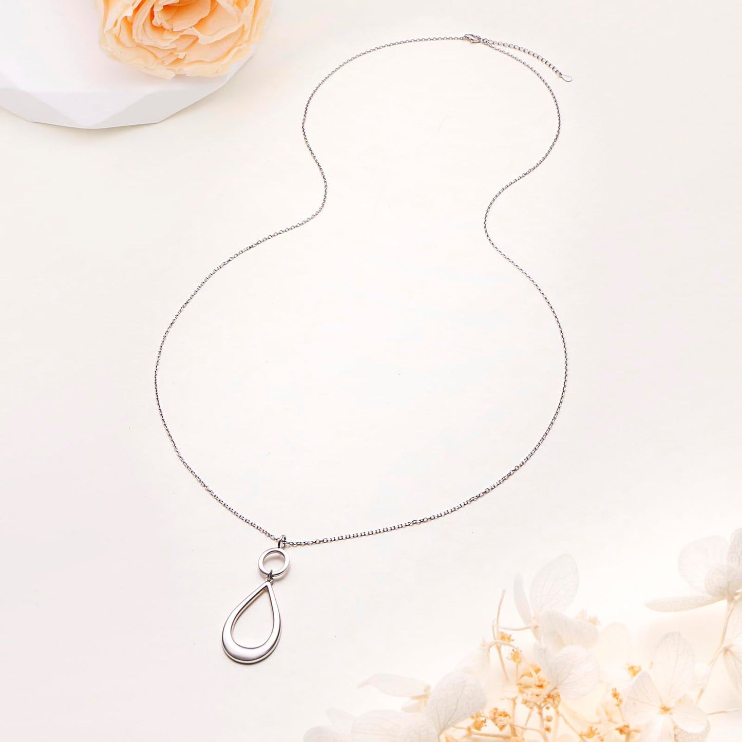 DAOCHONG Long Necklace Teardrop Sweater Necklace Long Chain Waterdrop Necklace for Women