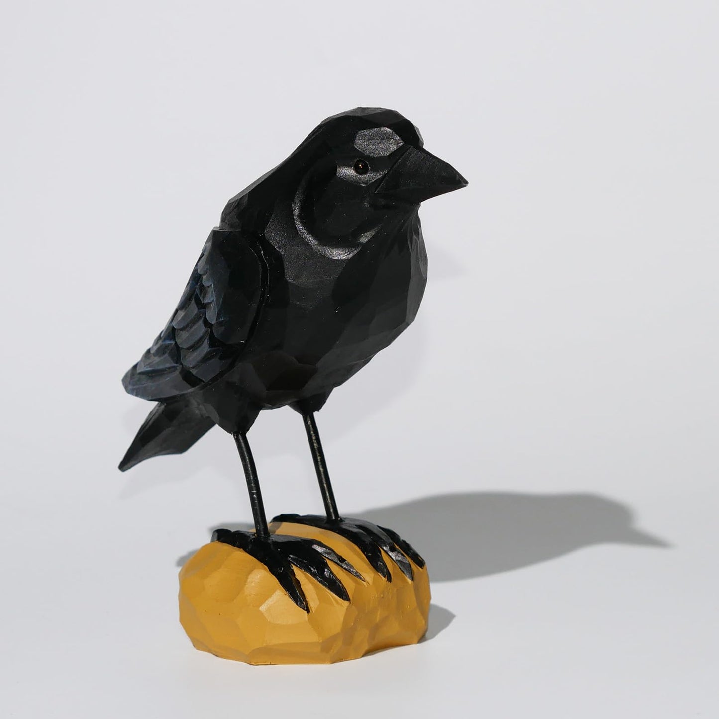 DinNingNing Wood Crow Figurine Black Raven Decor Small Animal Statues Carving Sculpture Ornament Bird Gifts