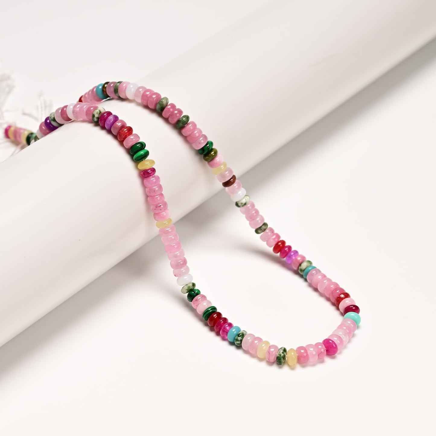 ICAI 2x4mm Natural Rondelle Beads – Loose Gemstone Spacers for DIY Jewelry Making (Pink Tones)