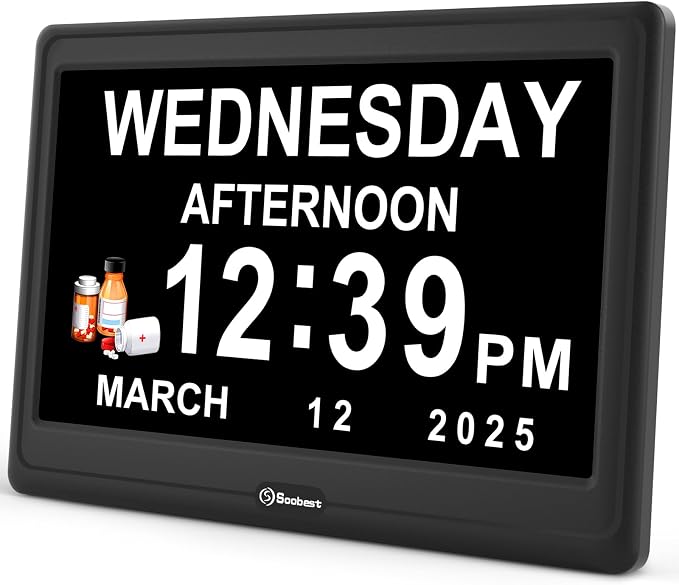 Soobest 12” Dementia Clocks for Seniors Extra Large, Digital Date Day Clock