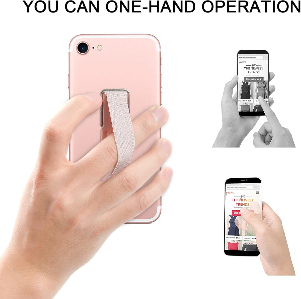 Phone Strap, CISID 4 Pcs Phone Grip with Stand Phone Strap Holder for Hand Finger Kickstand Suitable for iPhone Samsung and Most Smartphones(Black,Silver,Rose Gold,Gold 4PCS)