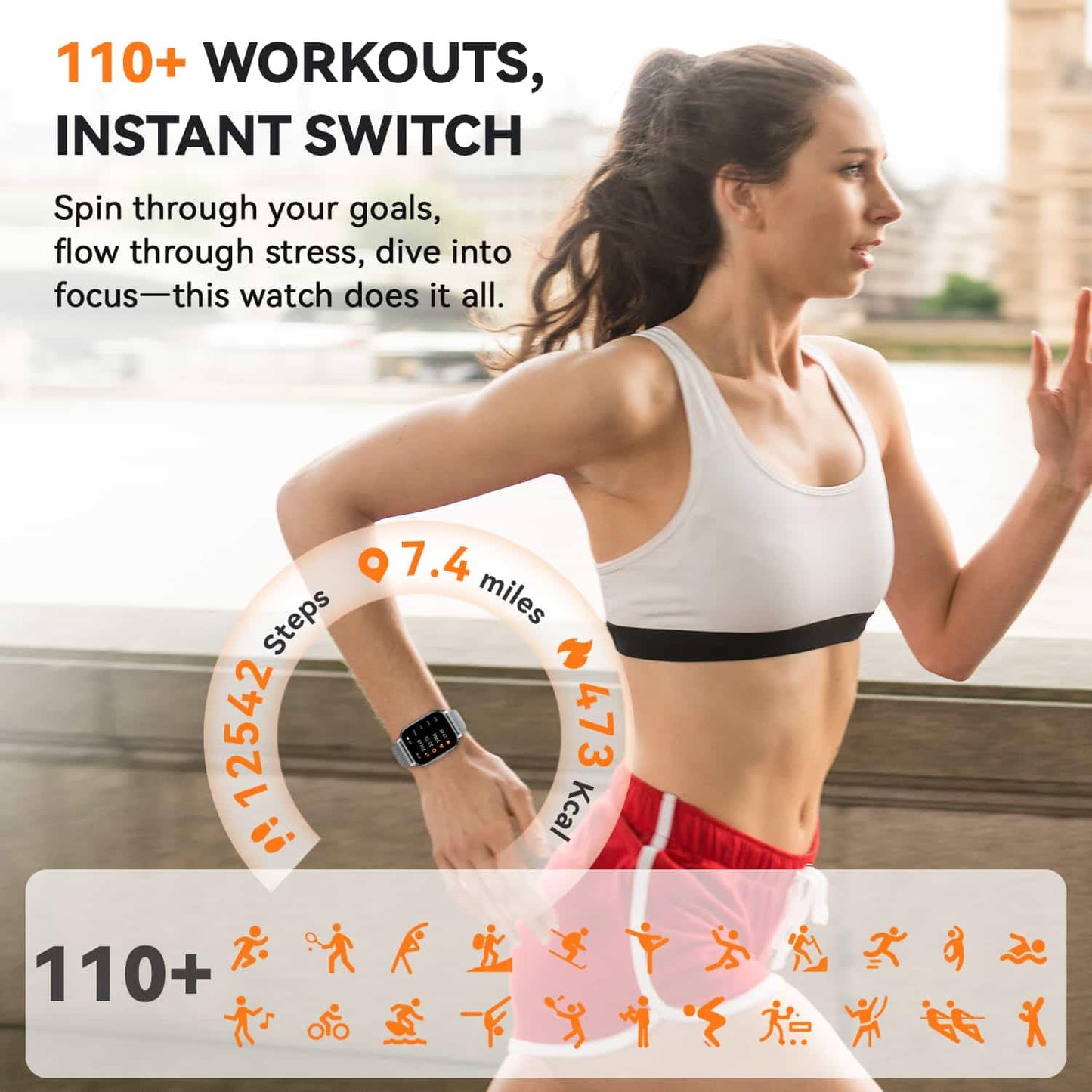 Smart Watch for Women(3 Bands), Smartwatch Fitness Tracker with Bluetooth Calls & AI Voice Control, 1.85’’ HD Screen, Heart Rate/SpO2 Monitor, Sleep Tracker, Compatible with Android iOS (Silver)