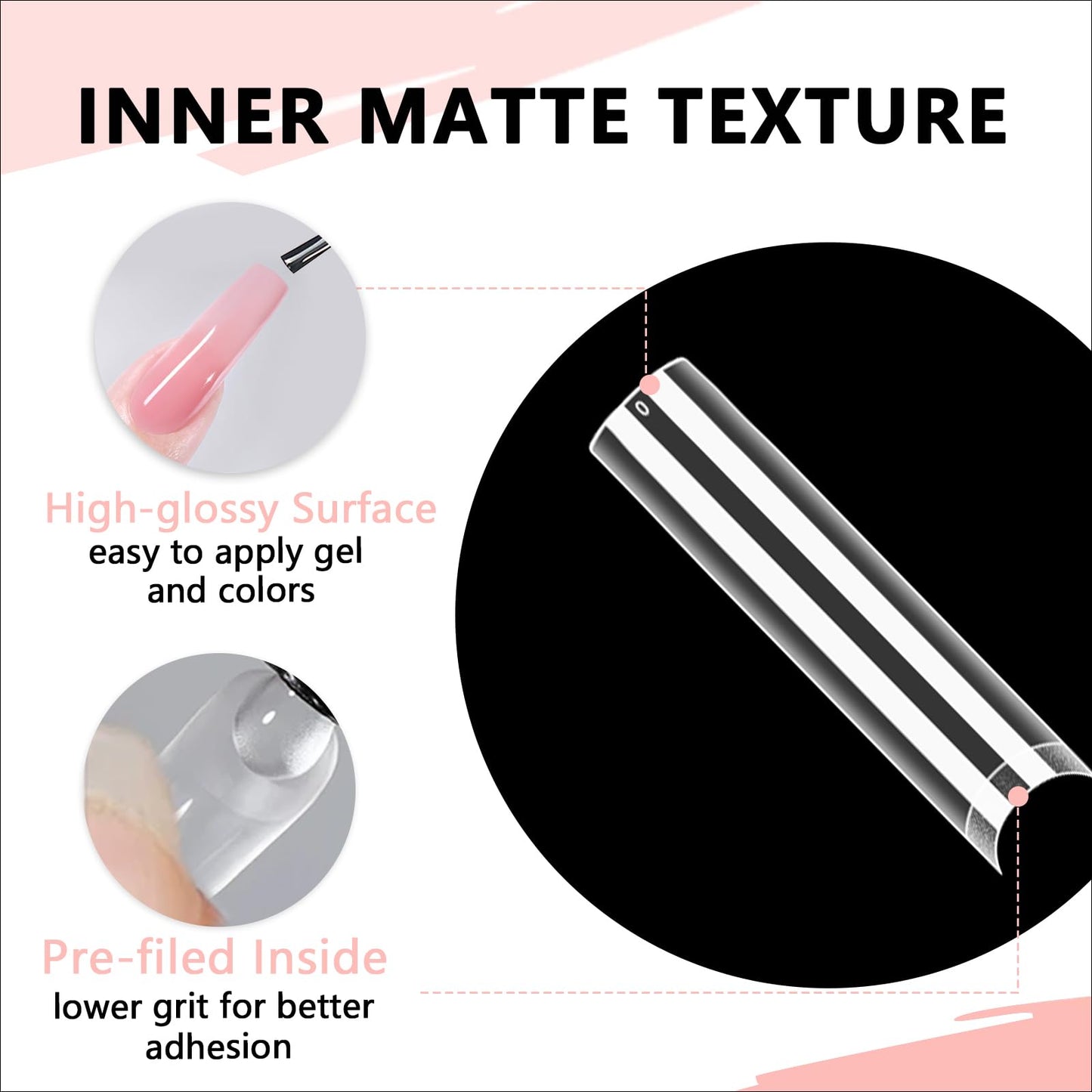 COLOURSMILE Square XXL Extra Long Nail Tips - 216PCS No C Curve Half Cover Gel Tips, No Trace & No Crease, for Acrylic Nails Home DIY with Storage Box