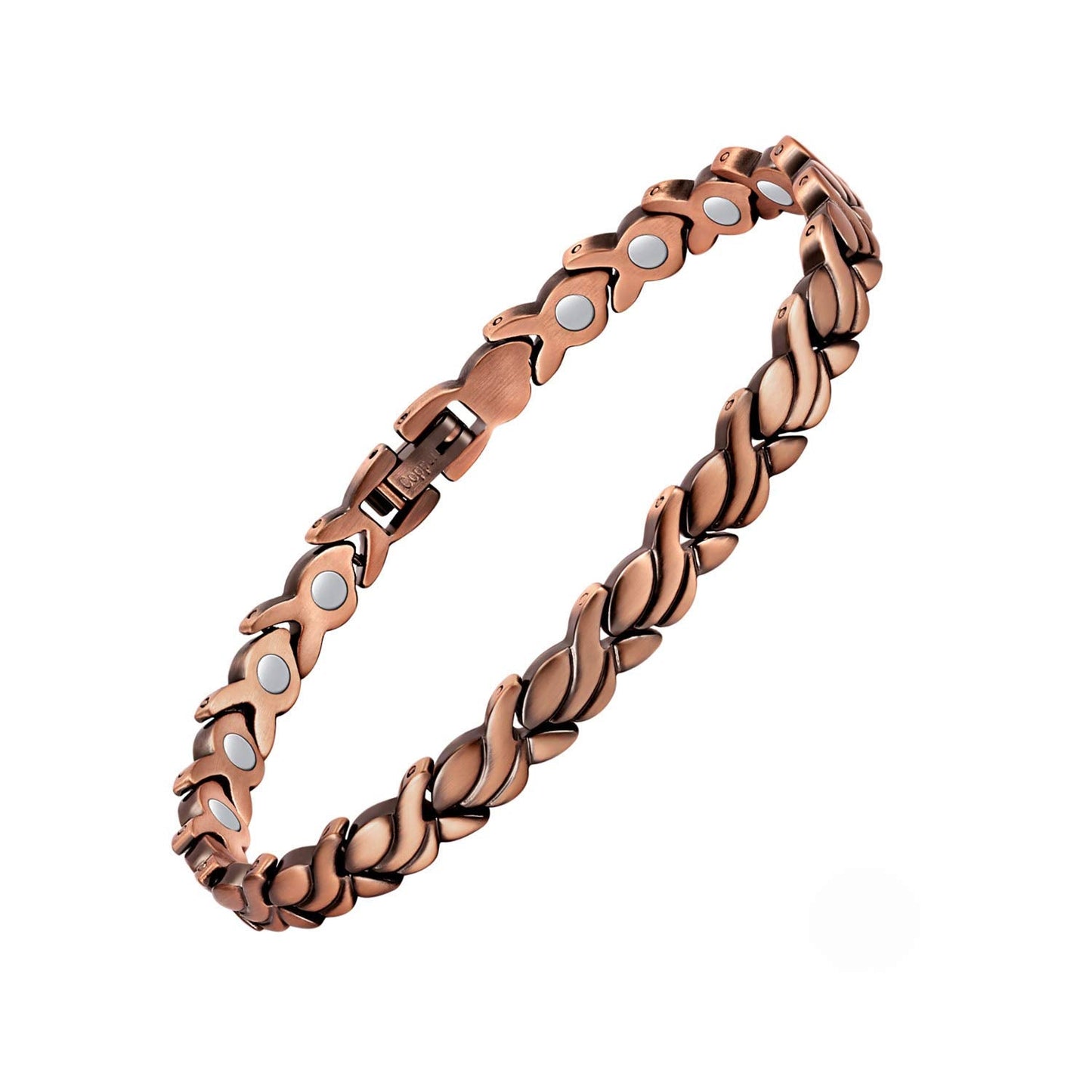 Feraco Copper Ankle Bracelet for Women, 99.99% Pure Copper Magnetic Anklet with 3500 Gauss Neodymium Magnet, Adjustable Jewelry (Fishtail)