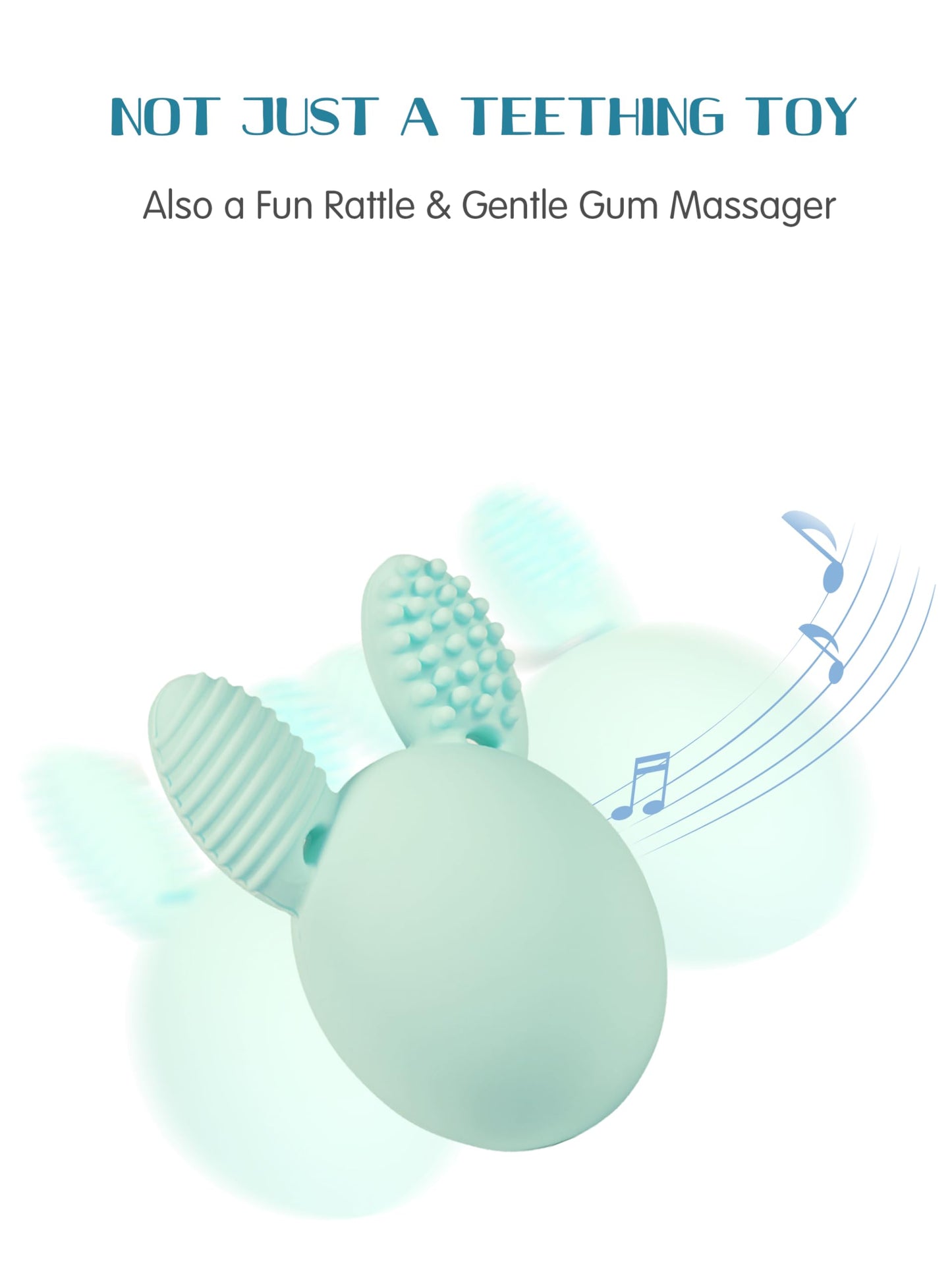 Bunny Eggy Teether Baby Teething Toy Rabbit Egg Rattle Toy Teething Pain Relief for Babies Boys Girls - Cream