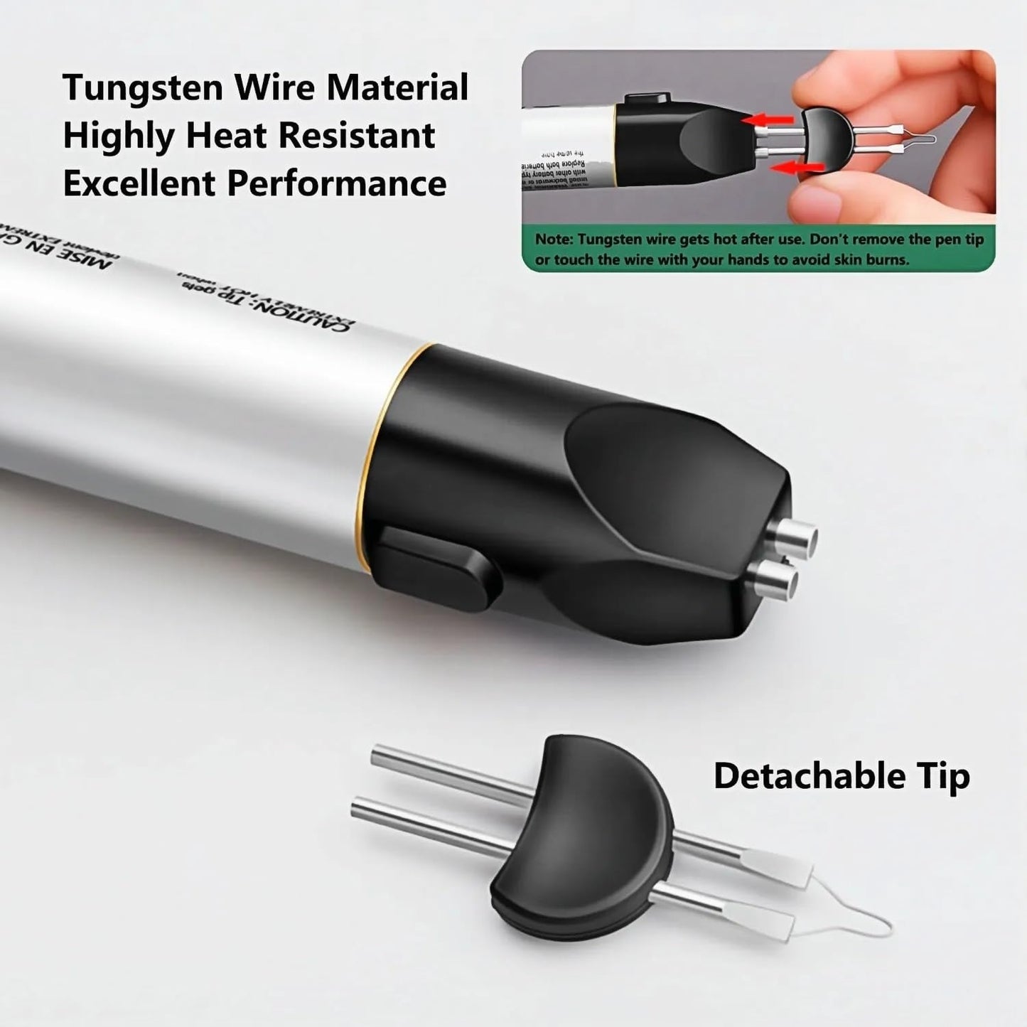 slvxexi Thread Burning Tool, Trims or Melts Frayed Ends Handheld Tungsten Thread Burning Pen for Thread Breakage, Wood Heat Transfer