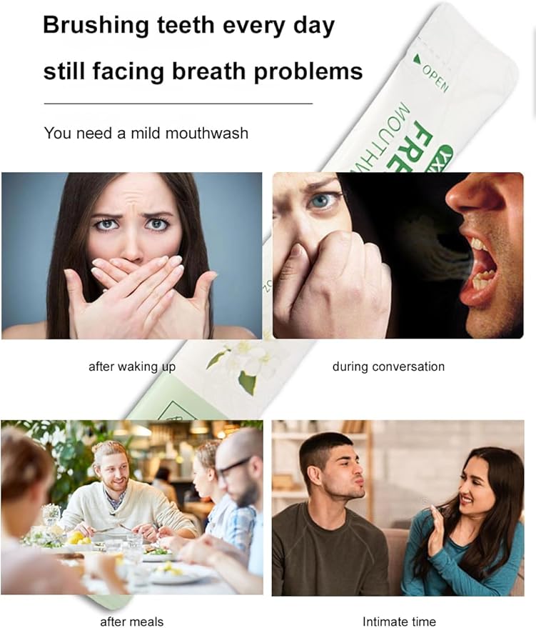 Travel Size Mouthwash Packets – Portable, Fresh Breath Anytime, Eliminates Bad Breath, Sugar-Free, Alcohol-Free, 20 Pack × 0.4 Fl Oz