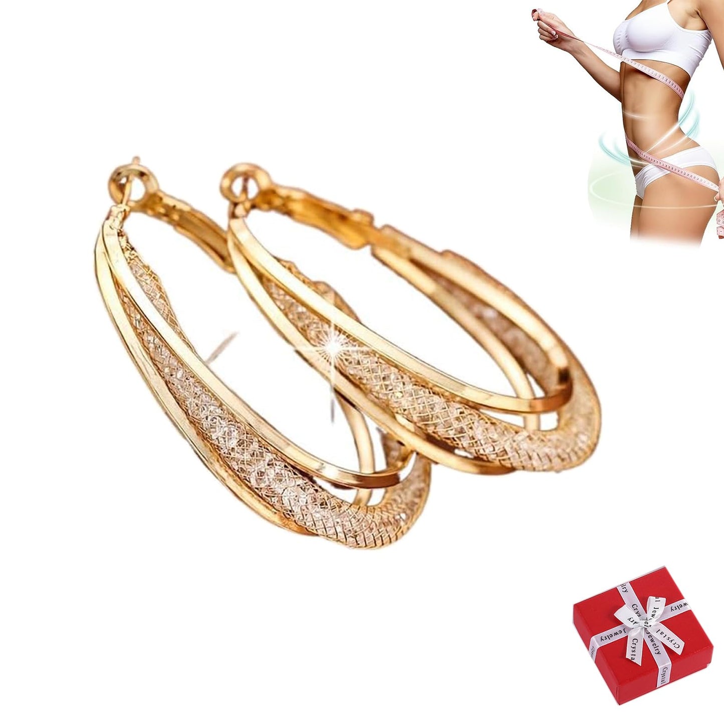 Lymphatic Fashion Oval Earrings,Lymphatic Activity Hoop Earrings (Gold)