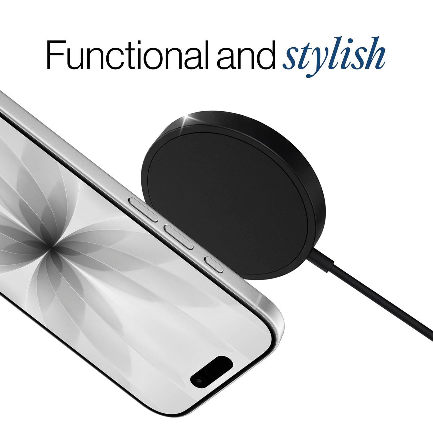 SPOTMINDERS Wireless Charger for iPhone, AirPods, Tracking Card 15W Flat Fast Charging Pad QI Compatible with Samsung, Android, Apple - Magsafe, Non-Slip Surface, Advanced Cooling - No AC Adapter