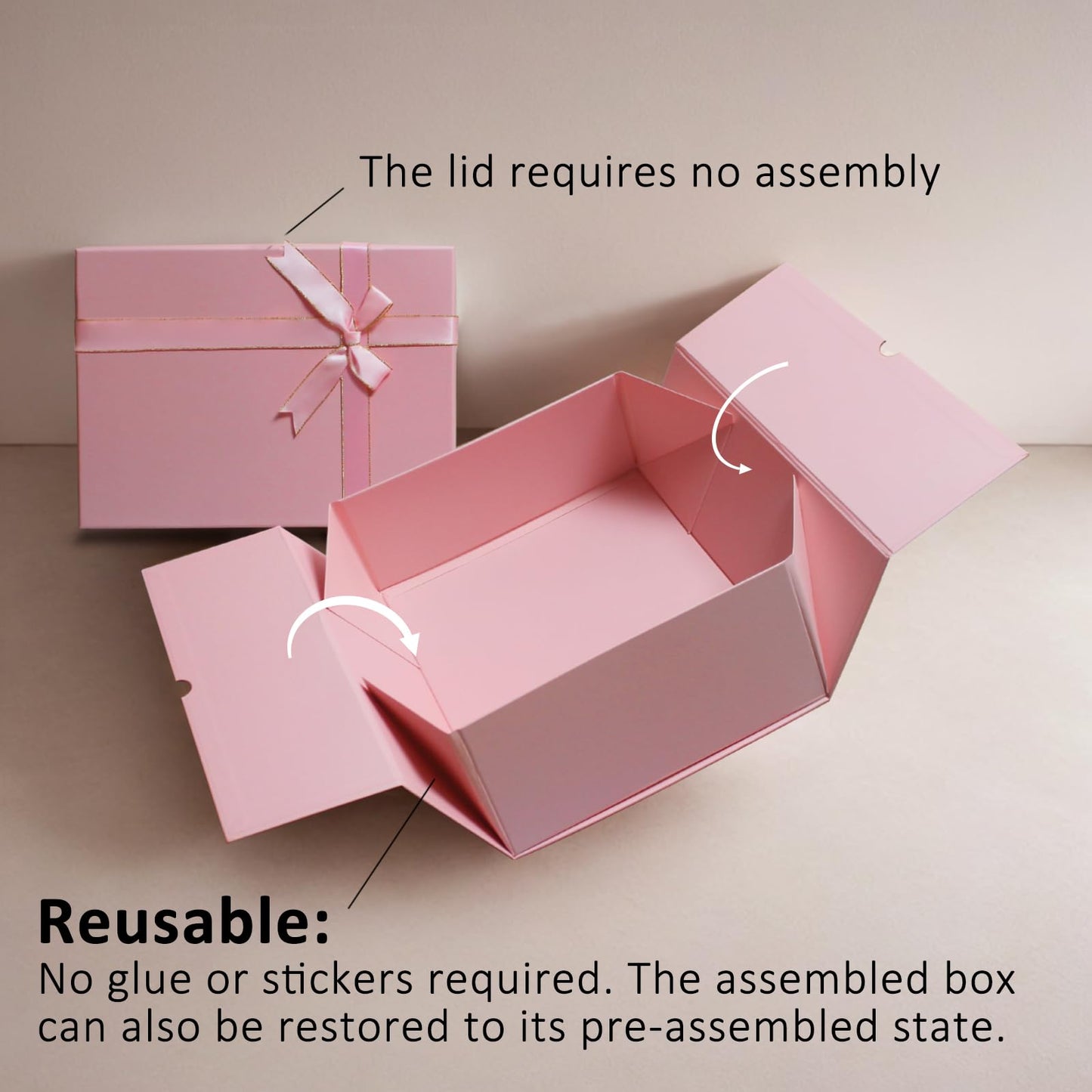 Pink Gift Box, 13"x10"x5" Large Gift Boxes, 2 Pack Foldable Gift Boxes with Lids for Presents, Versatile Empty Gift Box for Birthday, Anniversaries, Weddings, Any Occasion