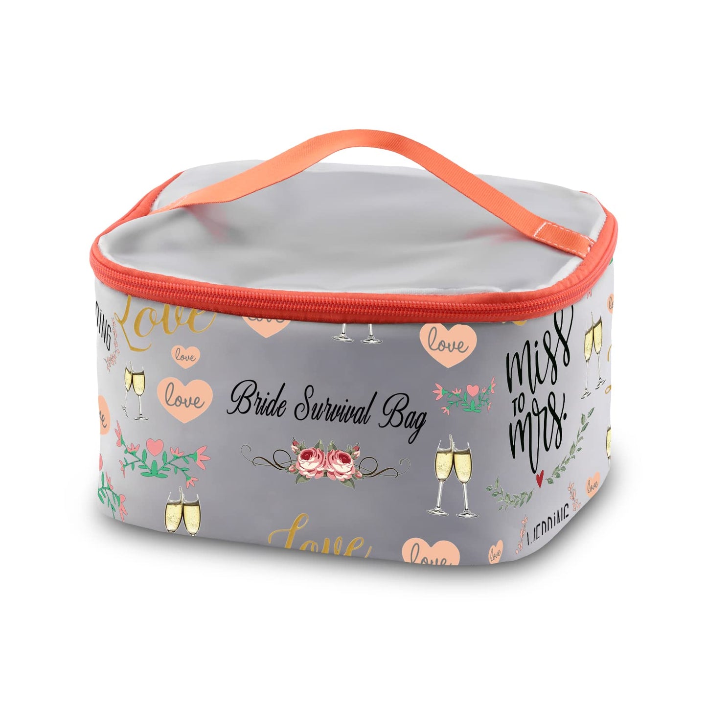 PXTIDY Wedding Day Emergency Kit Miss To Mrs Bride Survival Bag Bridal Shower Cosmetic Toiletry Organizer Future Mrs Gift(Bride-LT)