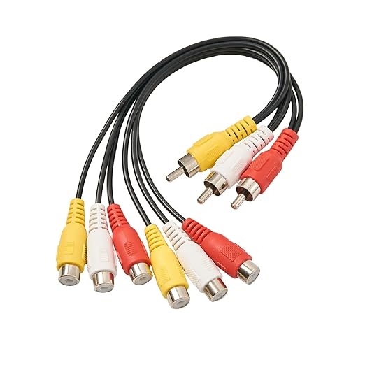 ZZJMCH RCA Splitter Cable, 3 RCA Male Jack to 6 RCA Female Plug Splitter Audio Video Av Adapter Cable Composite Video Splitter Adapter Output Cables Cord