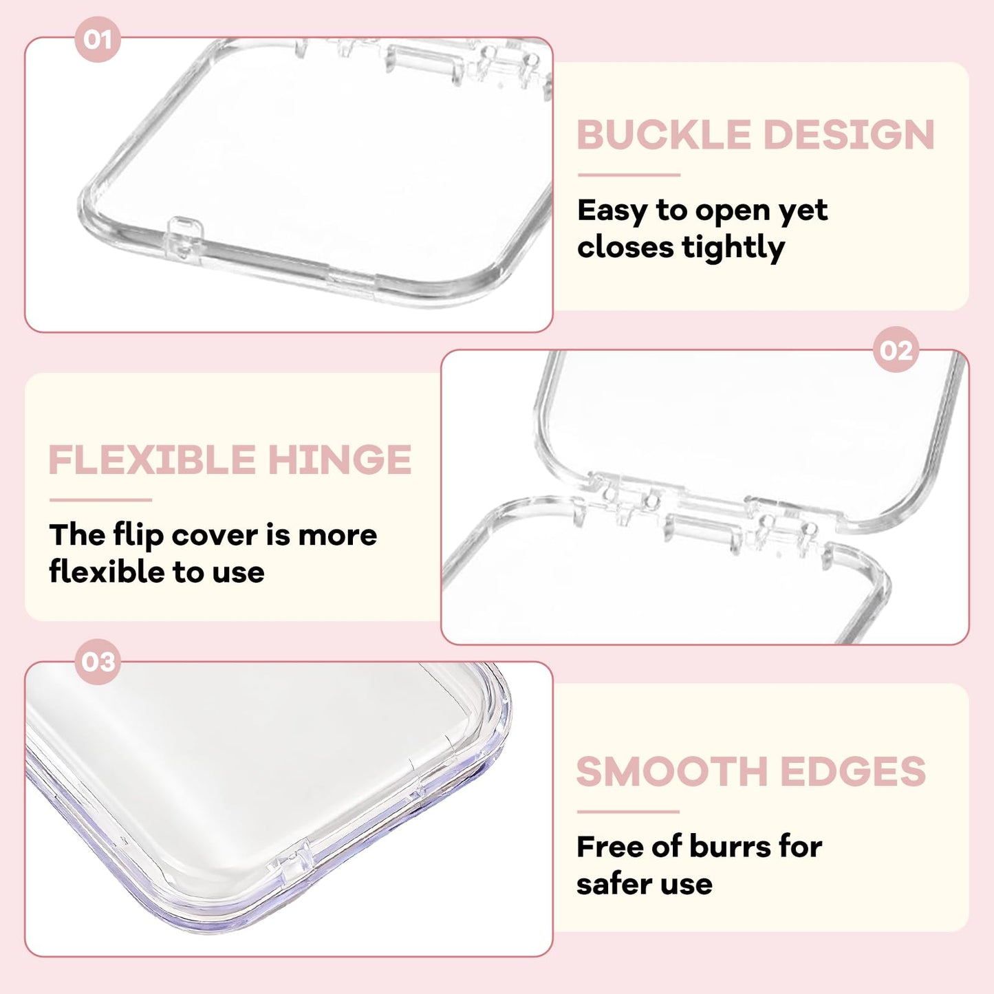 BMHHWAI 14Pcs Press On Nail Storage Box with 60Pcs Adhesive Double Sided Tape, Press on Nail Packaging Supplies False Nails Display Cases Boxes for Nail Art Salon Business(Clear)
