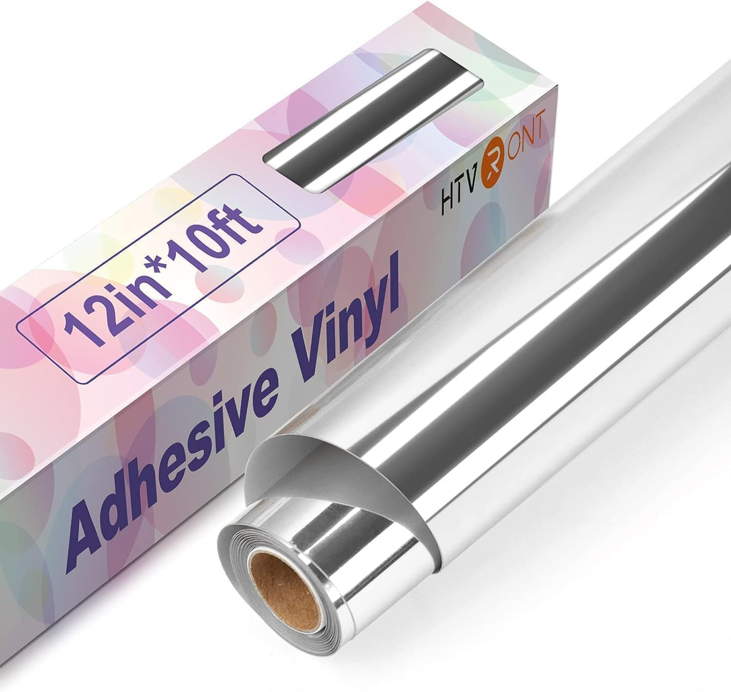 HTVRONT Silver Chrome Permanent Vinyl - 12" x 10FT Mirror Metallic Silver Adhesive Vinyl Compatible with Cricut Cutting Machine - Easy to Weed & Transfer Silver
