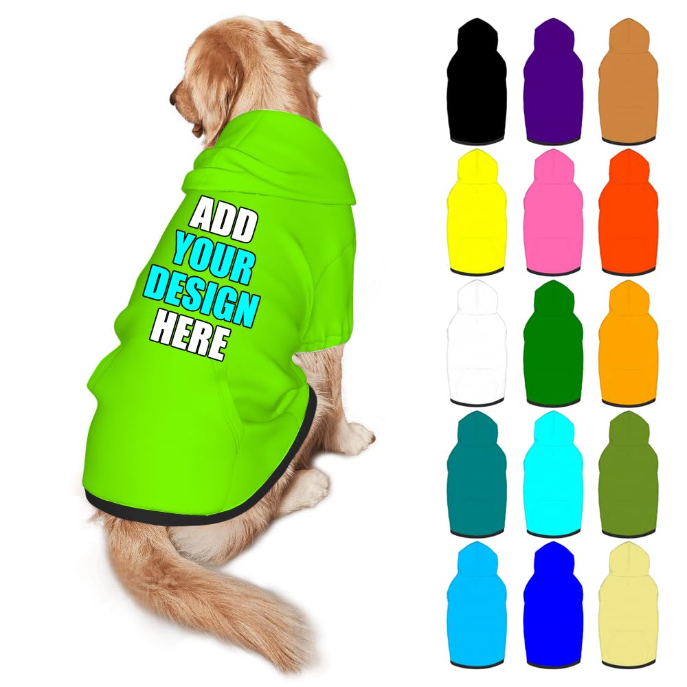 Mynvzrk Custom Dog Clothes with Photo Name Logo Personalized Dog Sweaters for Small Medium Large Dogs Breathable Warm, Gold, L