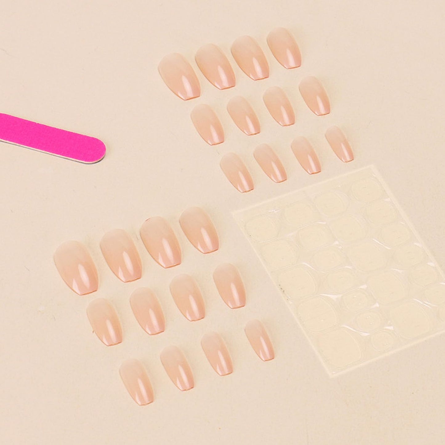 Coffin Press on Nails Short Fake Nails Solid Color Translucent Nails Press ons Ombre Glue on Nails Simple Artificial Ballet Acrylic Nails for Women 24 Pcs