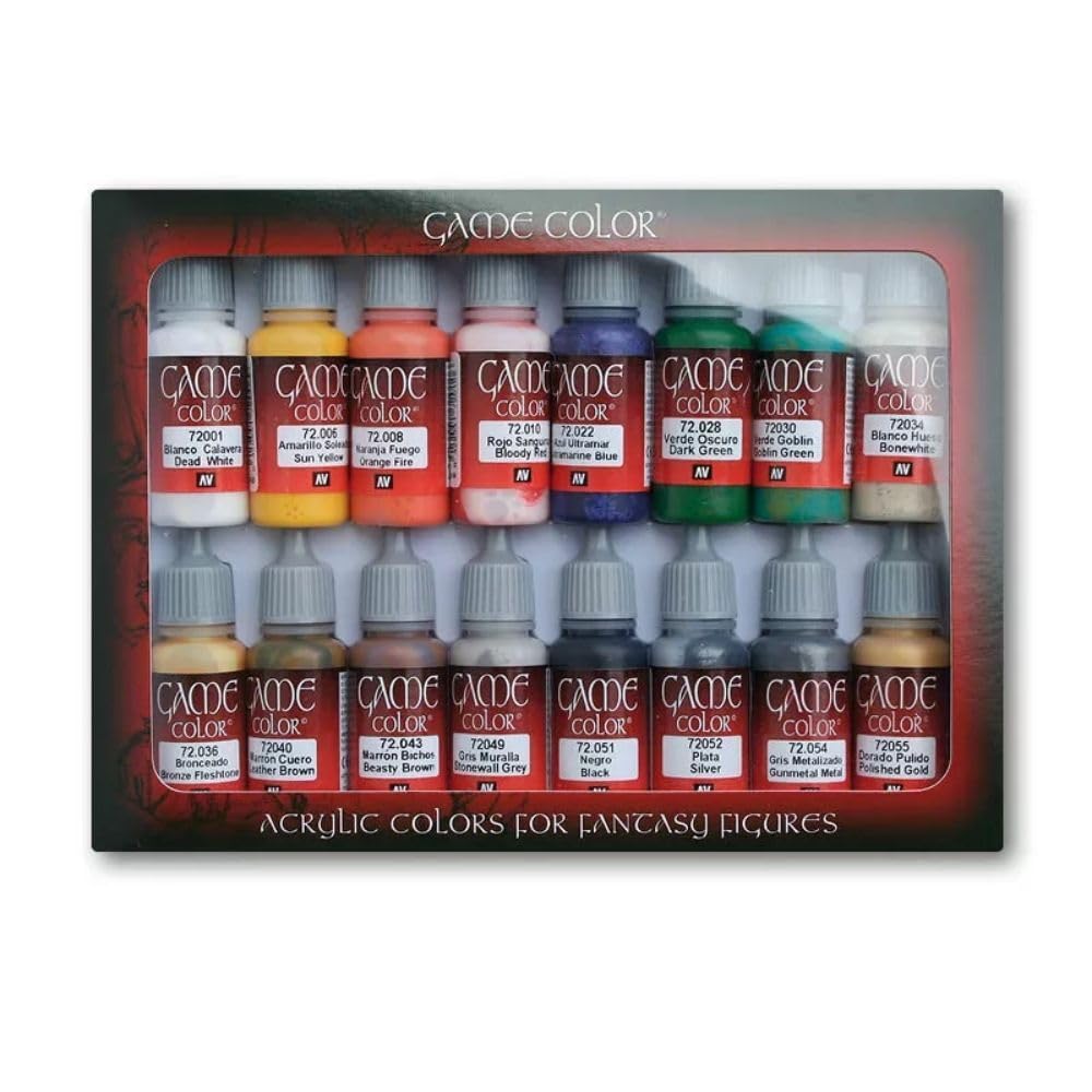 Vallejo - Game Color Introduction Set | Starter Set for Fantasy and Wargame Figures | 16 Bottles x 18 ml (0.60 fl.oz.)