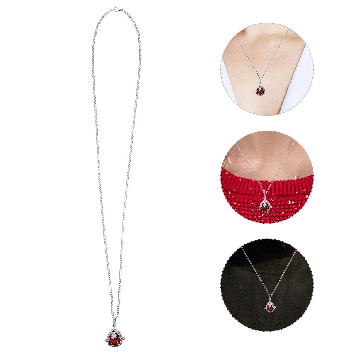 Healifty Aromatherapy Necklace Essential Oil Diffuser Locket with Volcanic Rock Pendant 31.5 Inch Chain for Women Special Occasions
