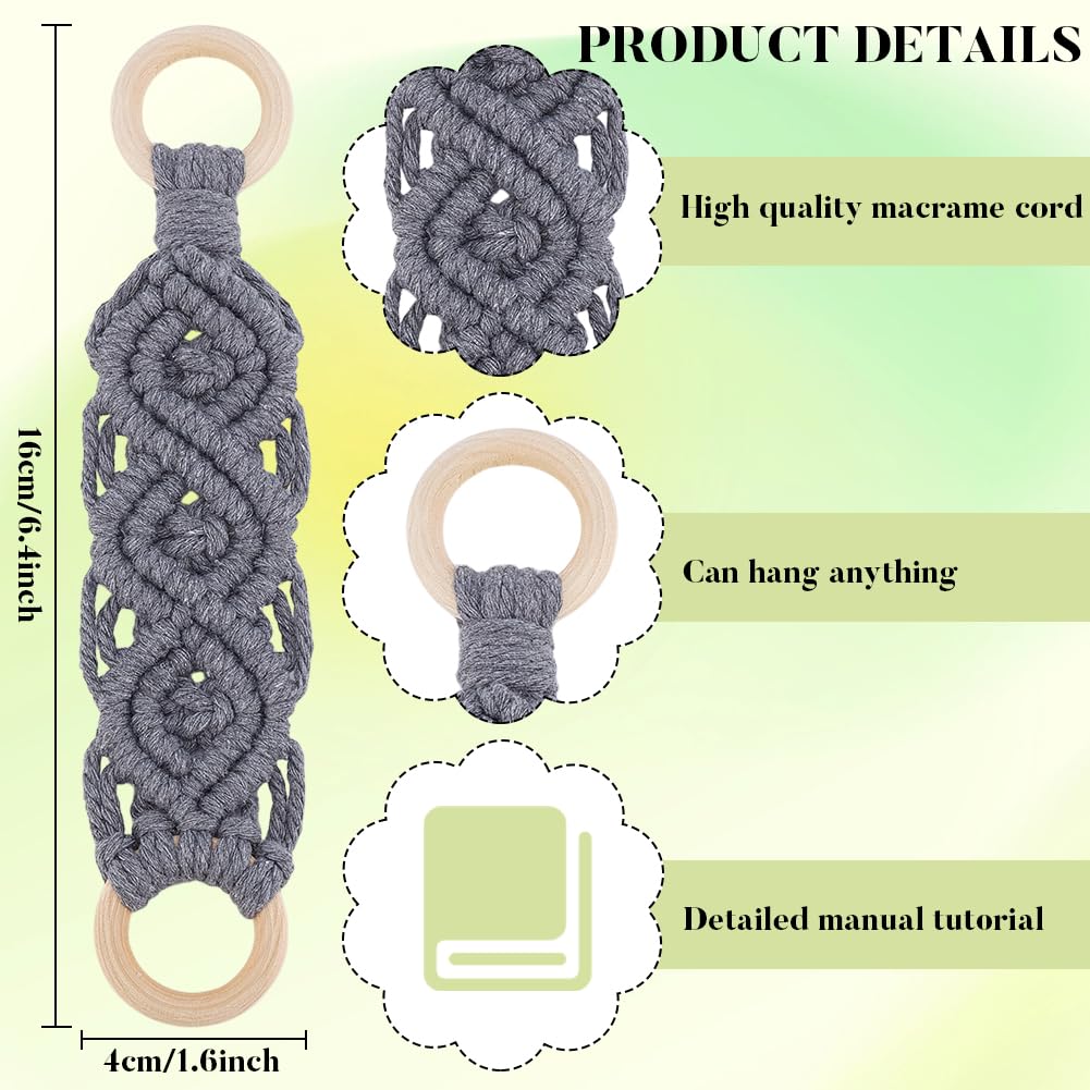 FREEBLOSS 3Set Macrame Tea Towel Holder Kit Macrame Kitchen Towel Holder Macrame Towel Holder for Kitchen Boho Kitchen Decor Macrame Kit for Beginners
