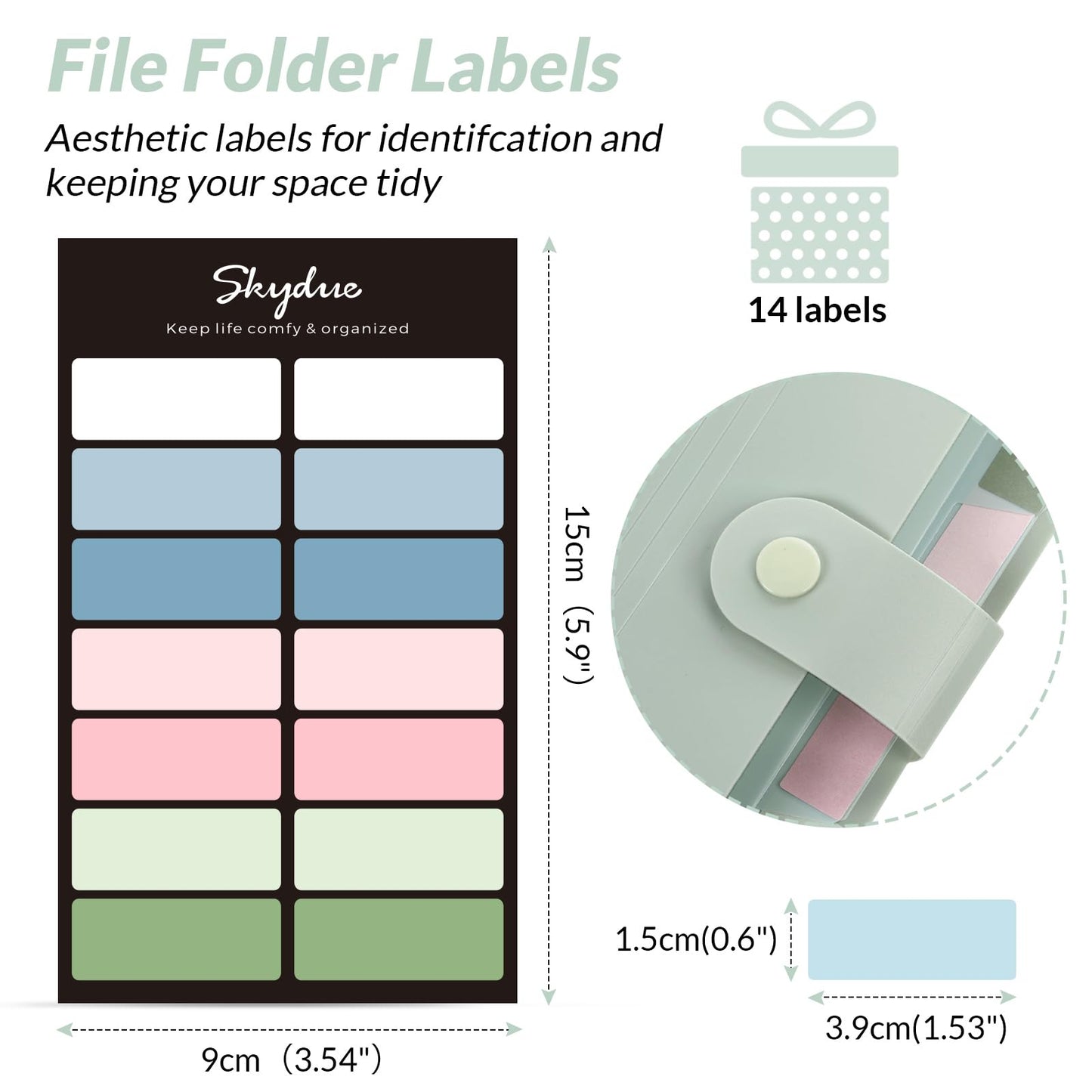 SKYDUE Expanding File Organizer with 8 Pockets, Accordion File Folders with Labels, Portable Document Paper Bill Receipt Organizer, Home College School Office Supplies, Letter Size,Light Green