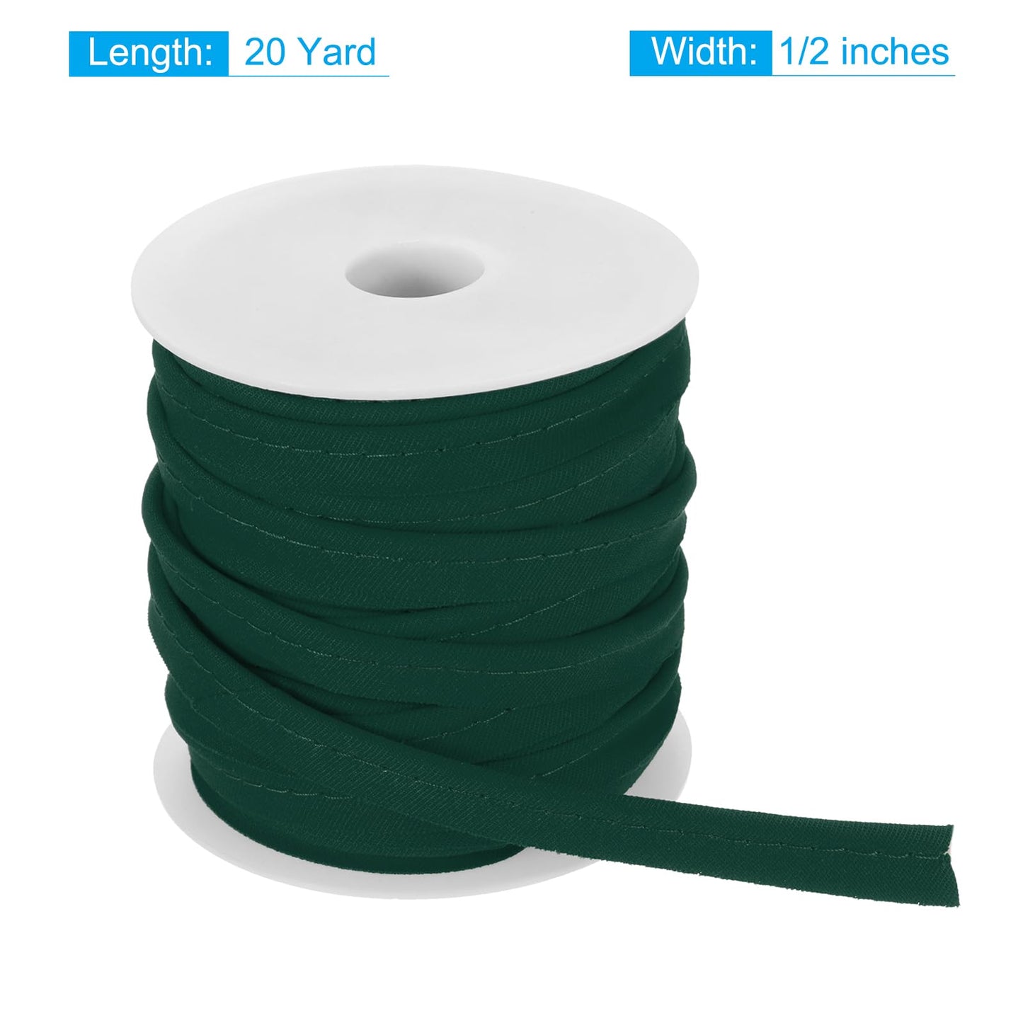 MECCANIXITY Piping Cord Trim 20 Yards 1/2 Inch Piping Tape for Sewing DIY Crafting Fabric Edge Trim Deep Green