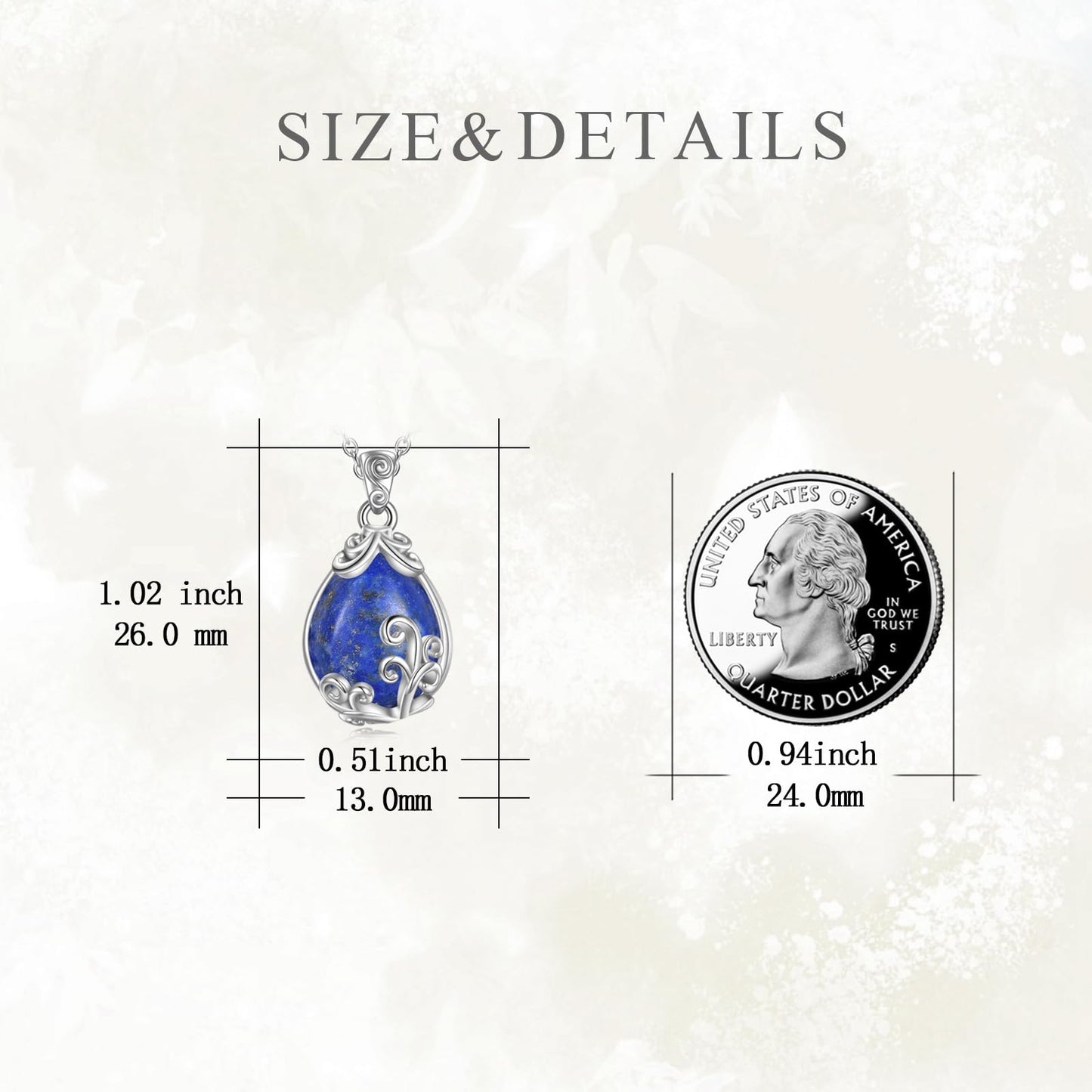 POPLYKE Sterling Silver Lapis Lazuli Filigree Teardrop Pendant Necklace Gemstone Crystal Jewelry for Women