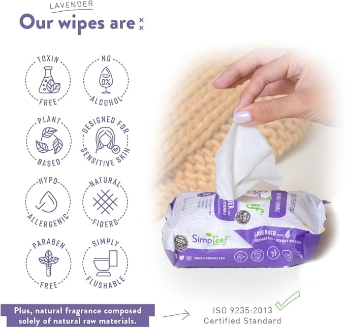 Simpleaf Flushable Wet Wipes Aloe Vera| Eco-Friendly, Paraben & Alcohol Free | Hypoallergenic & Safe for Sensitive Skin | Soothing Aloe Formula | (16 x 25 Counts Convenient Pack) 400 Counts Total