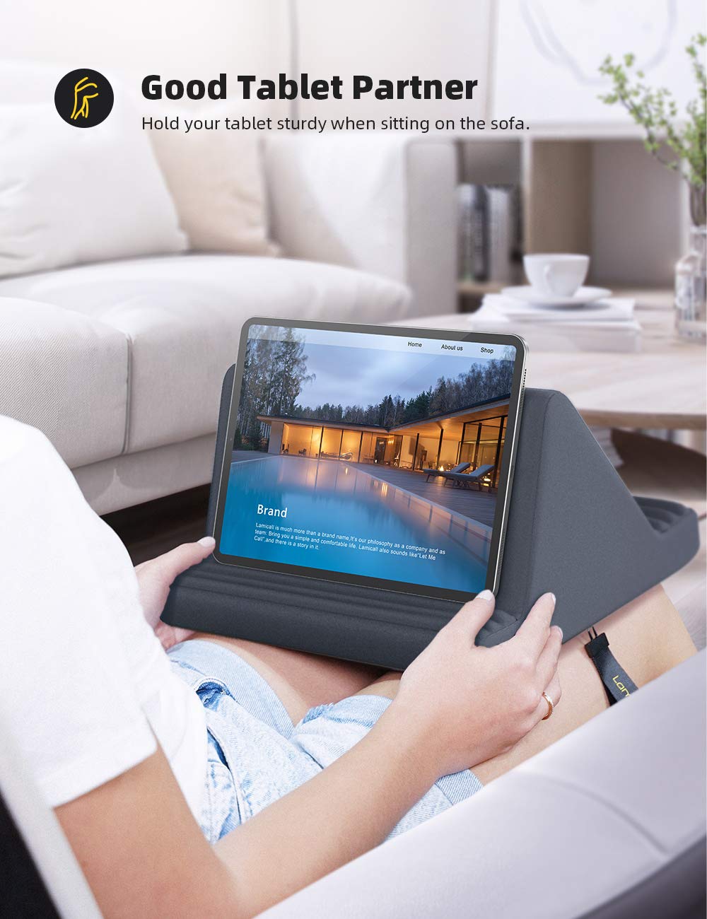 Lamicall Tablet Pillow Stand, Pillow Soft Pad for Lap - Tablet Holder Dock for Bed with 6 Viewing Angles, Great Gifts, for 4-13" Tablets, Like iPad Pro 11, 13, Air, Mini, Kindle, Galaxy Tab, E-Reader