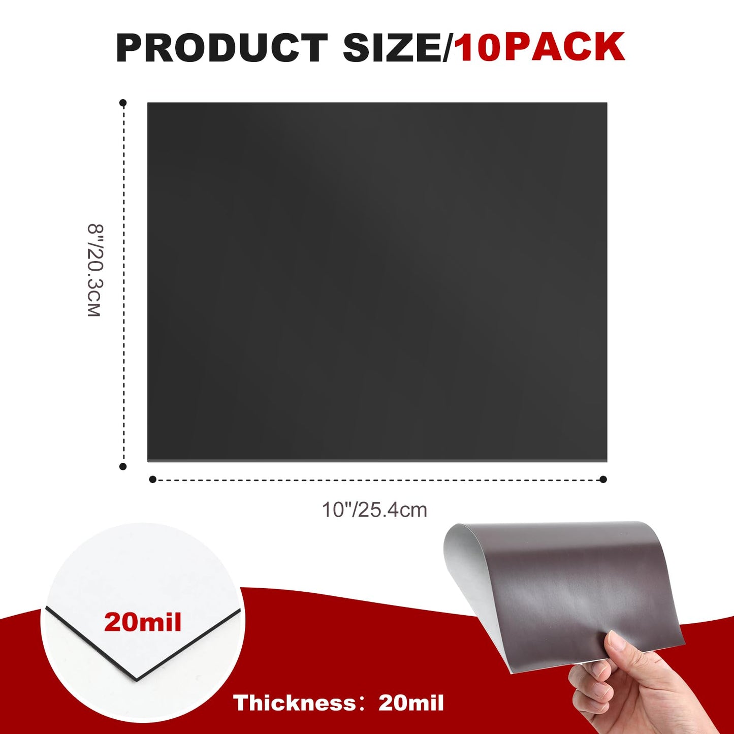 Adhesive Magnetic Sheets, Magnetic Sheets with Adhesive Backing, 8" x 10", 10 Pack Flexible Magnet Sheets with Adhesive - Sticky Magnets with Adhesive Backing for Photo and Picture Magnets