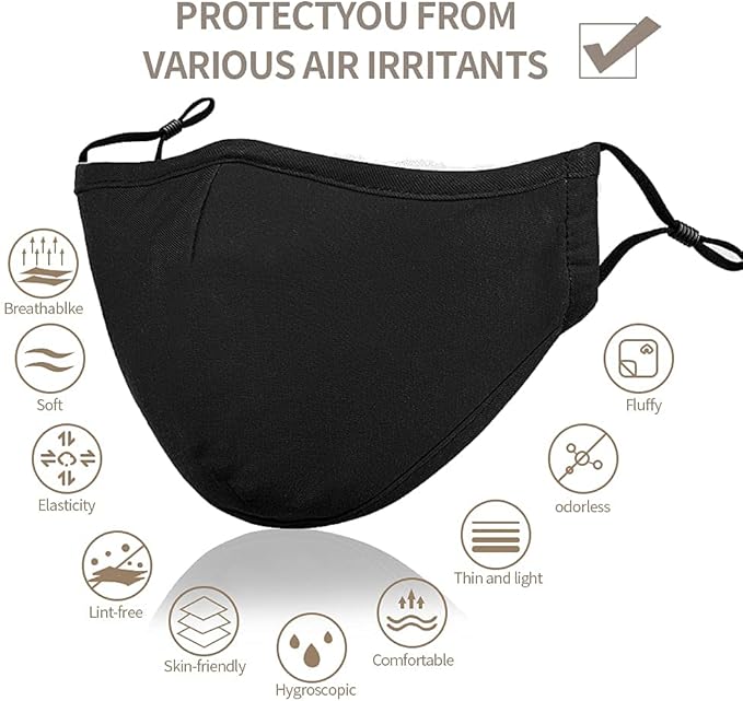 Black Reusable Breathable Cloth Face Protection，Adjustable Washable Male and Women Fashion Face Protection Cover