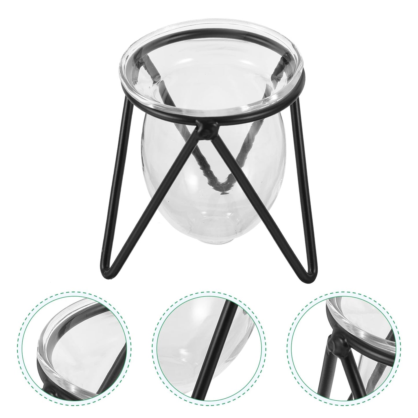Ipetboom 6pcs Black Iron Art Hydroponic Glass Vases Small Terrarium Plant Holders for Home Decoration Desktop Water Containers
