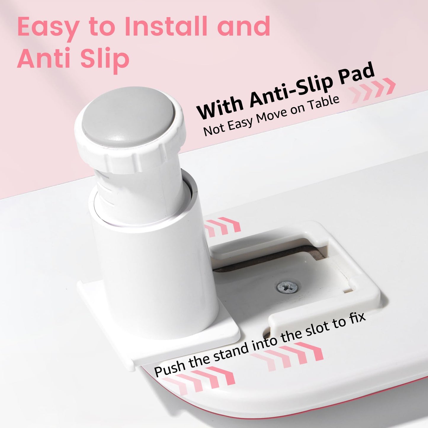 Big Arm Rest for Nails Tech: 2nd Generation U-Shaped Manicure Nail Arm Rest Stand Height Adjustable Armrest Microfiber PU Leather Hand Rest Pillow for Acrylic Nails (Pink)