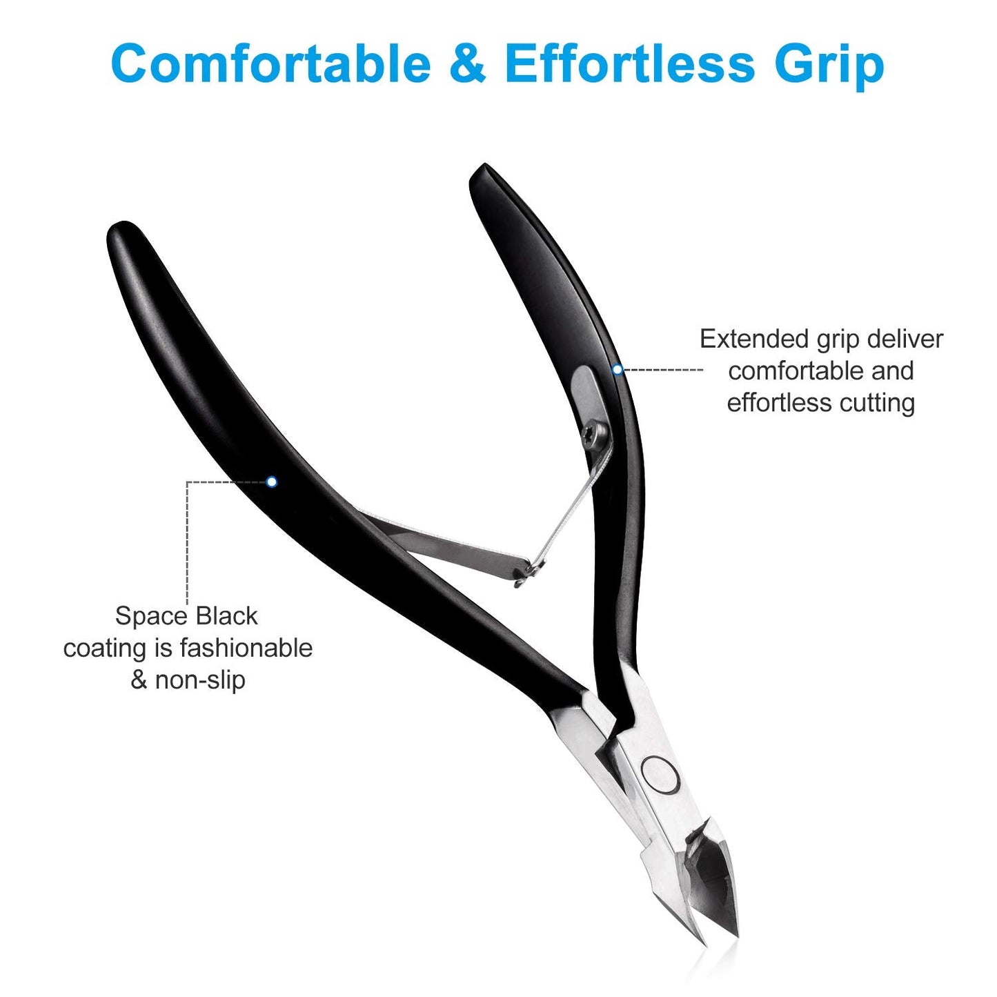 Cuticle Nippers Cuticle Trimmer Remover Clippers Stainless Steel Cutter Extremely Sharp Scissors Manicure Tool Nail Care, opove X7 Black