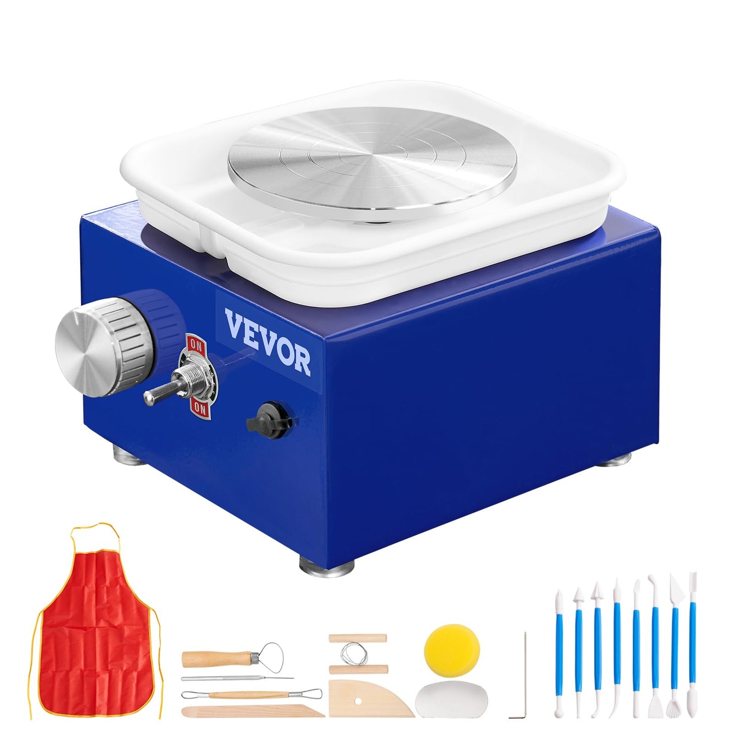 VEVOR Mini Pottery Wheel for Kids and Beginners, Complete Pottery Kit with 2 Turntables 2.6in/3.9in and 17 Accessories Tools, 0-300RPM Speed Adjustable, Craft Christmas Gifts for Kids Teens Adults