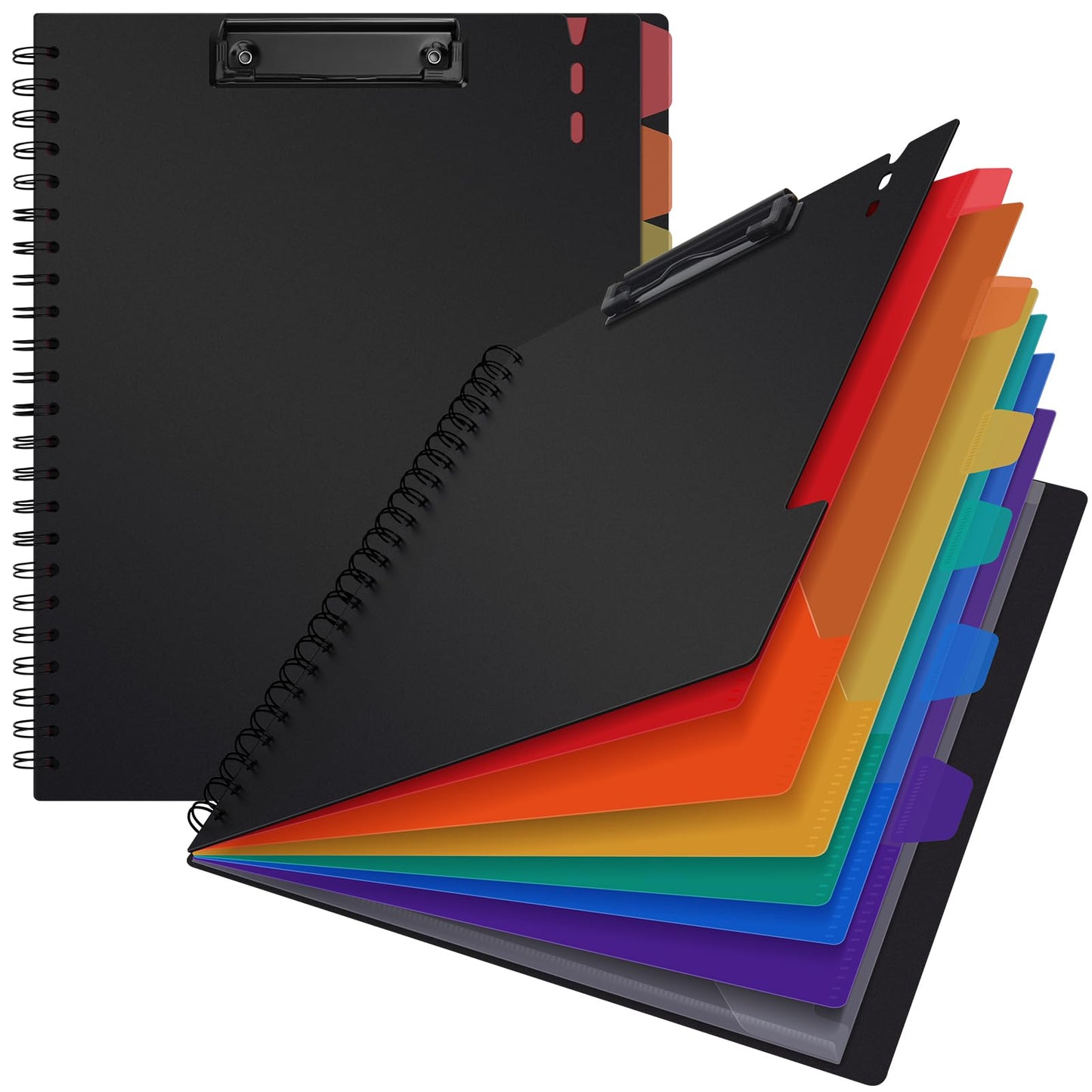 Uquelic Clipboard with Folder Organizer, 12 Pockets Project Organizer - Refillable Lined Notepad (11" x 8.5"), Hardcover Project Organizer with Stay-Put Tabs (Macaron 1 Pack)
