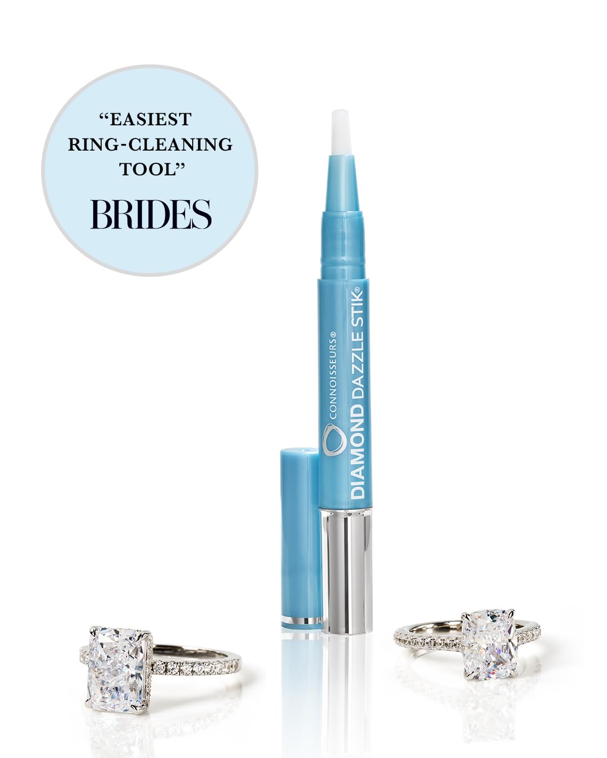 CONNOISSEURS Diamond Dazzle Stik for Rings, Earrings, and Bracelets - Portable Jewelry Cleaner Solution Pen - Reduces Scratches and Removes Dirt
